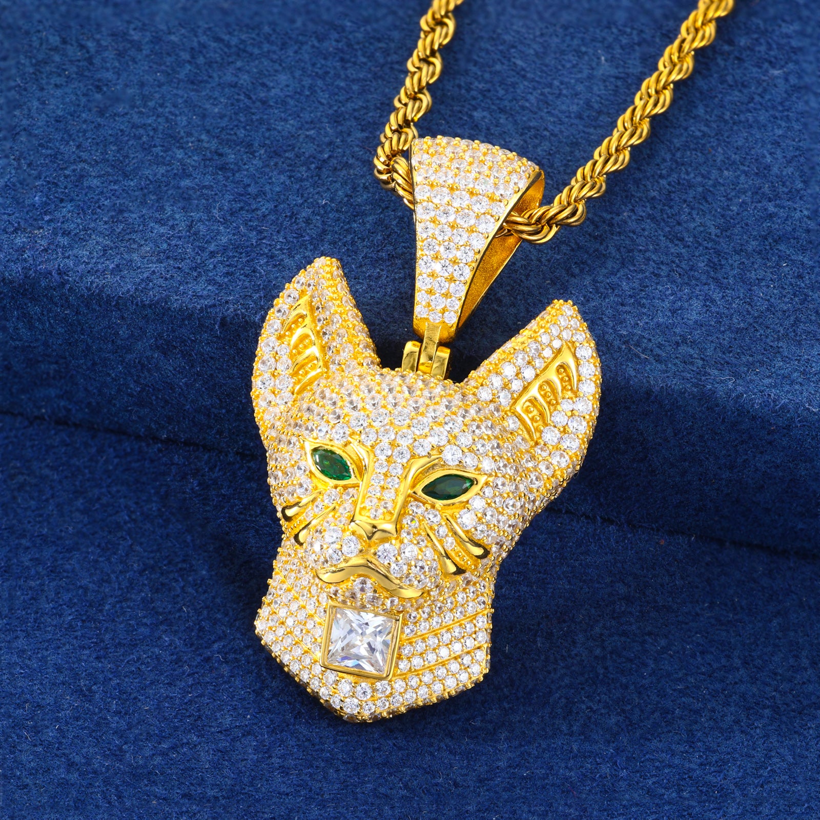 S925 Moissanite Egyptian Guardian Cat Pendant