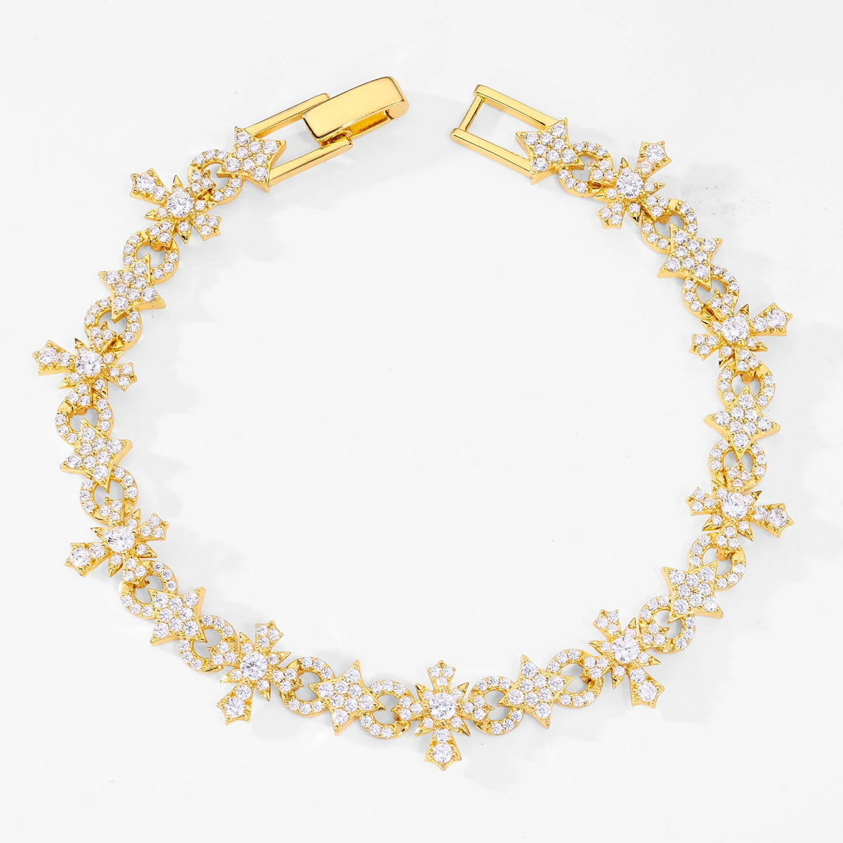 10mm S925 MoissaniteFour-pointed Star Cross Tennis Bracelet