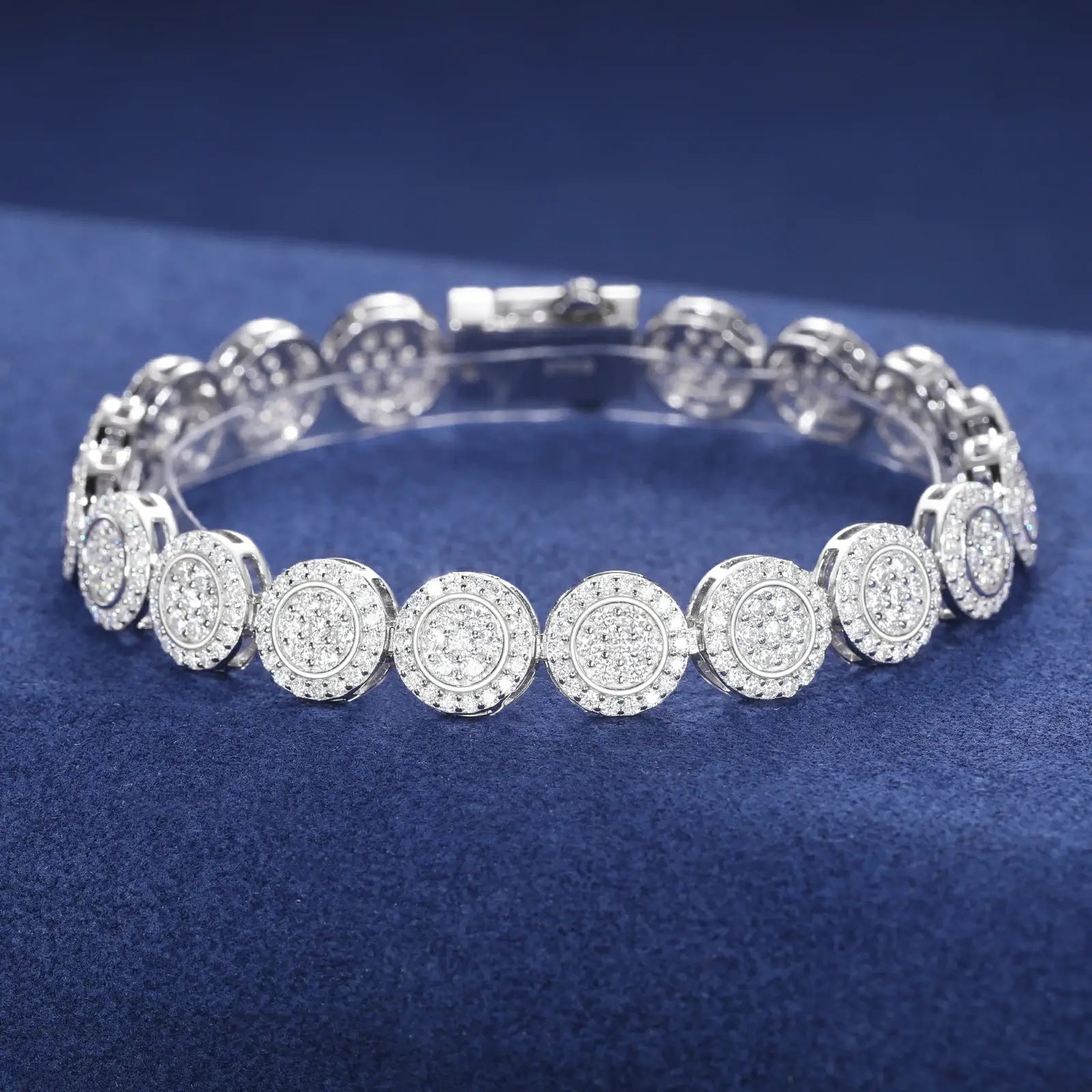 9mm S925 Moissanite Concentric Circles Link Bracelet