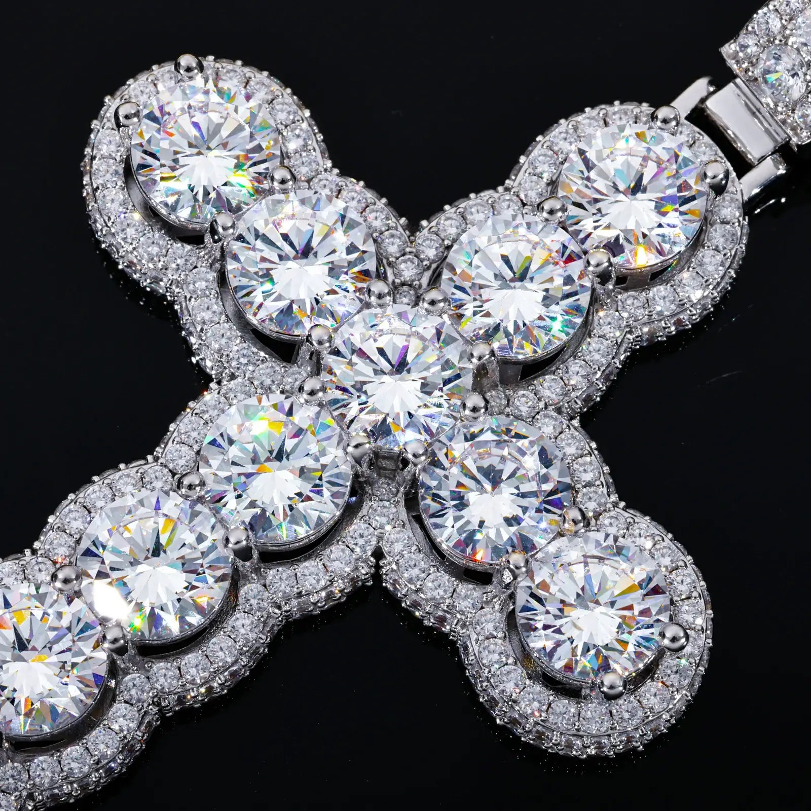 Oversized Halo Cross Pendant
