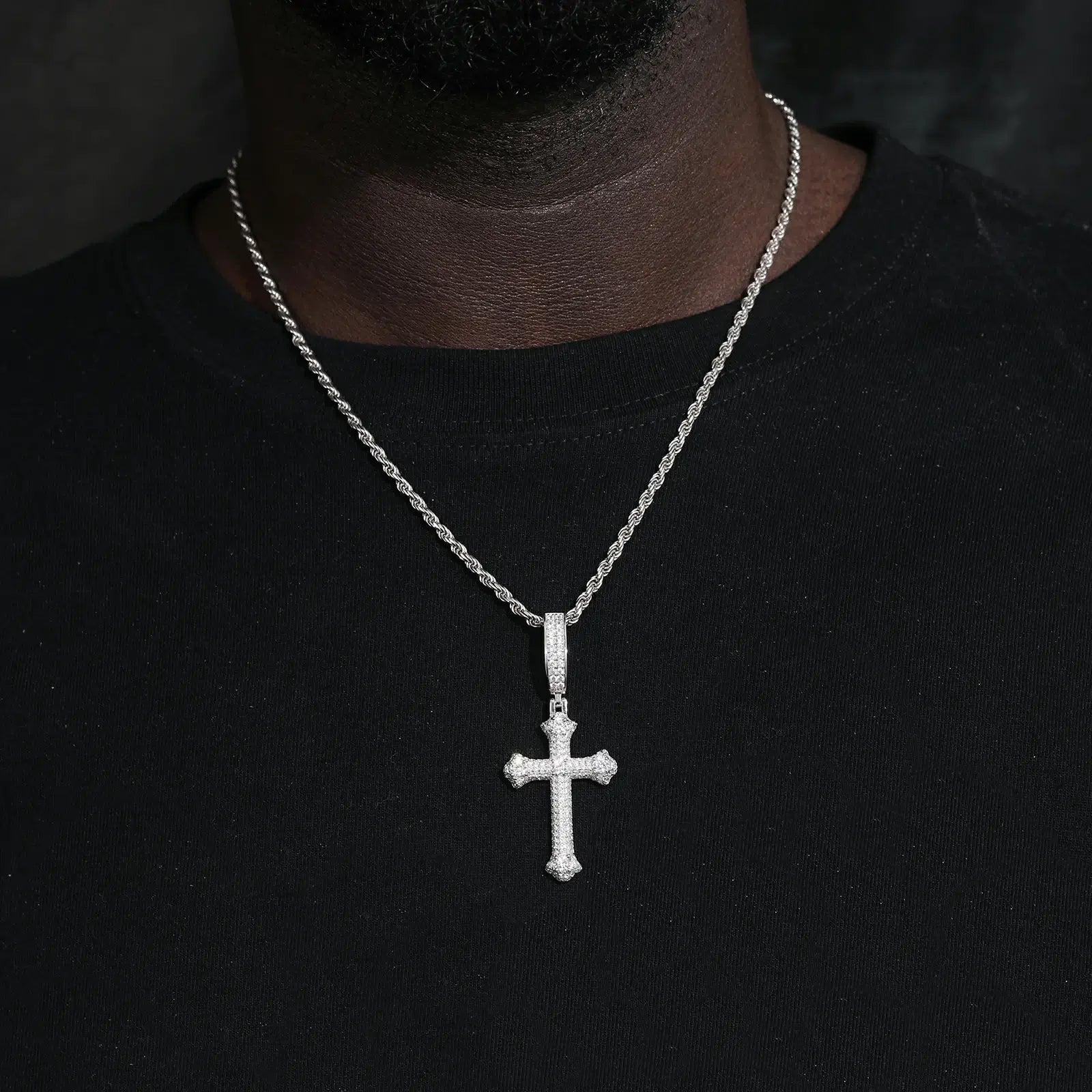 S925 Moissanite Latin Cross Pendant