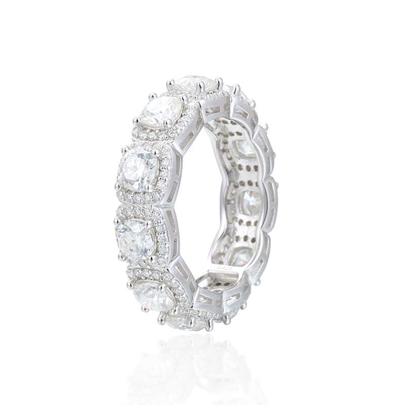 S925 1 Row Cushion Cut Moissanite Band Ring