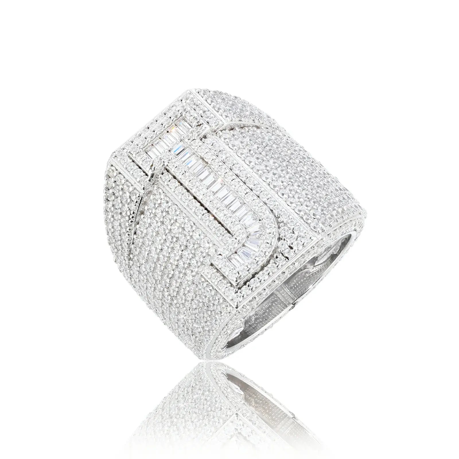 S925 Baguette Moissanite Initial Letter Ring