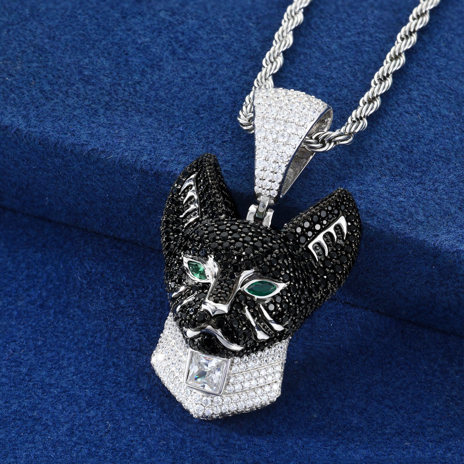 S925 Moissanite Egyptian Guardian Cat Pendant