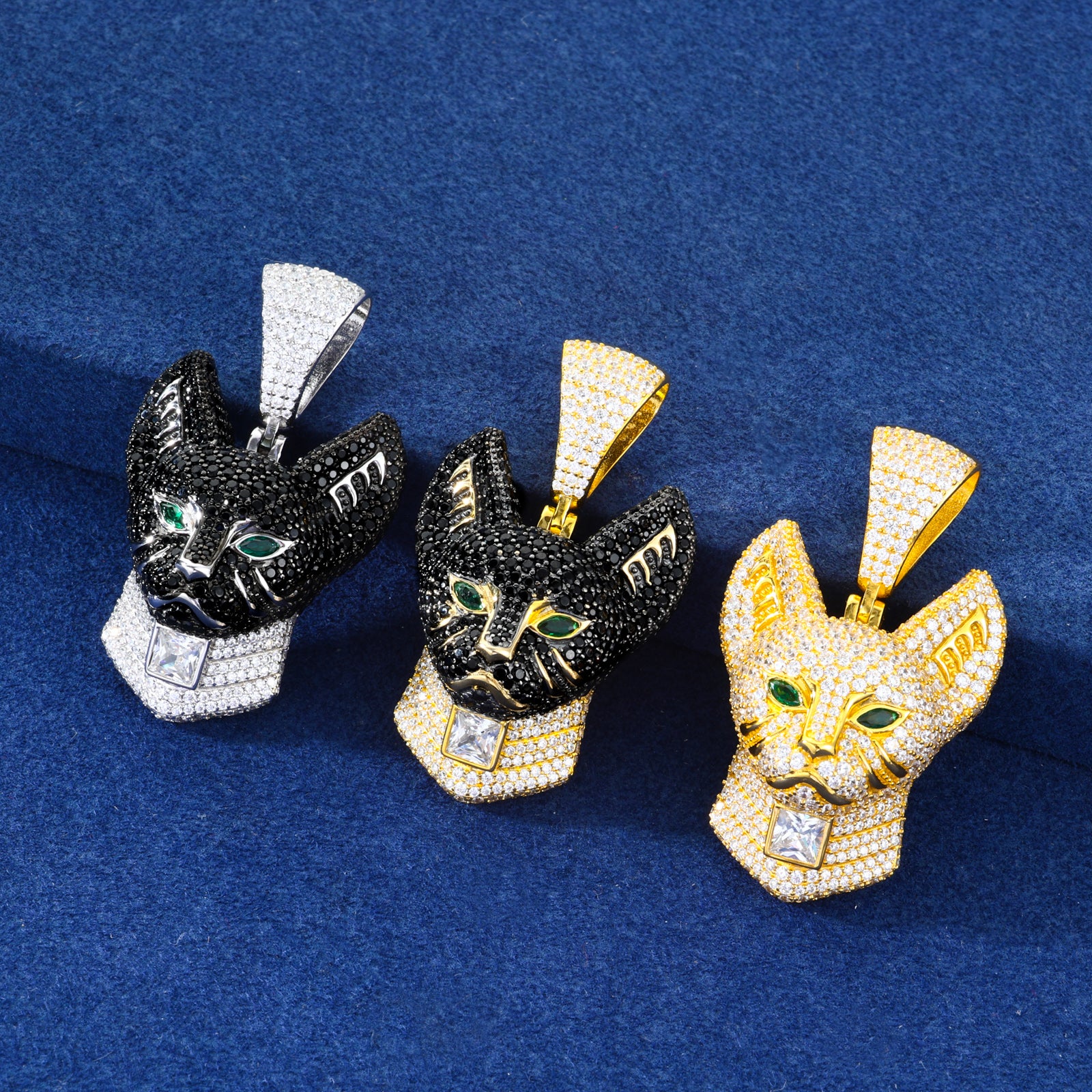 S925 Moissanite Egyptian Guardian Cat Pendant