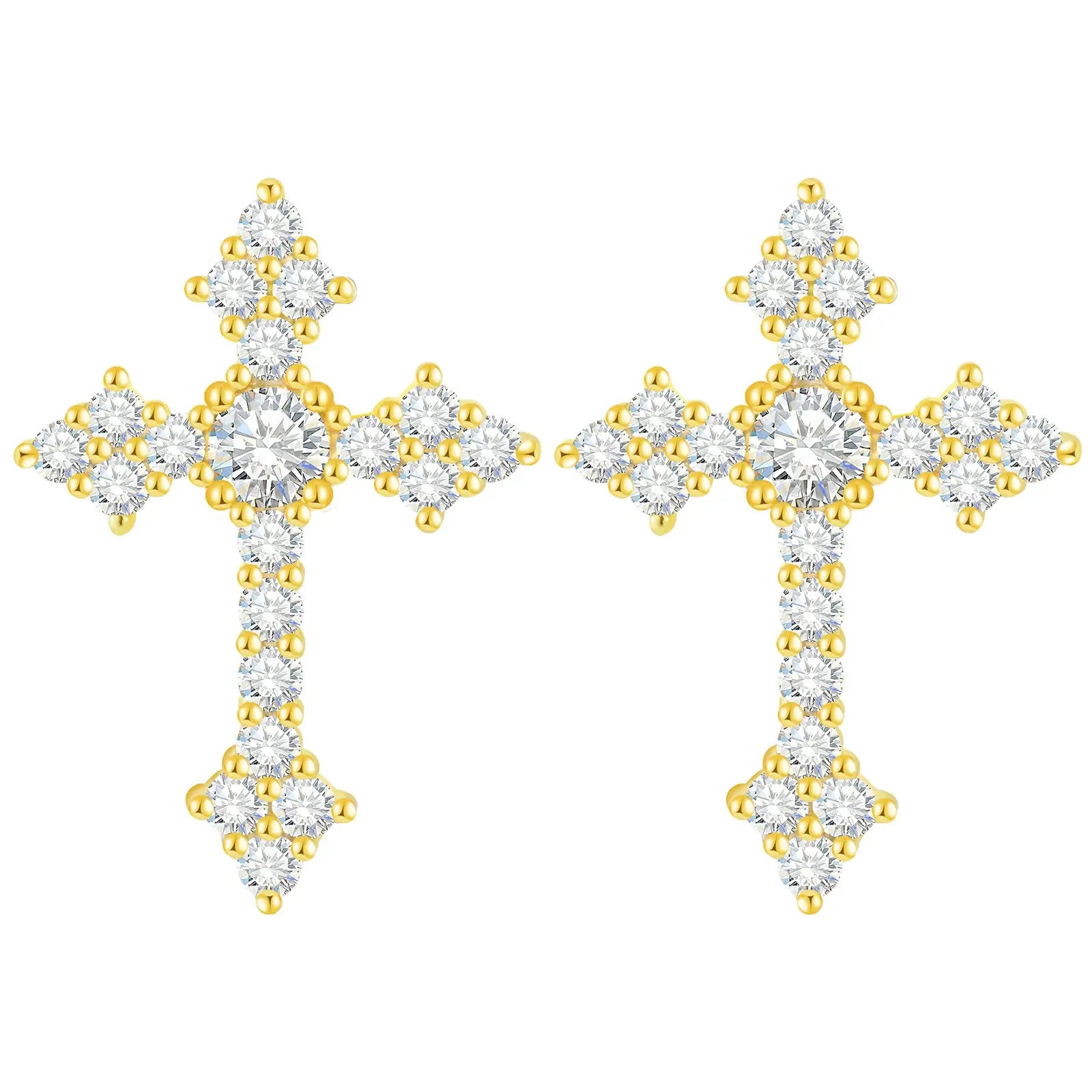 HYERES LOR】Essence Moissanite Cross One-Touch Earrings HYERES LOR】Essence Moissanite Cross One-Touch Earrings