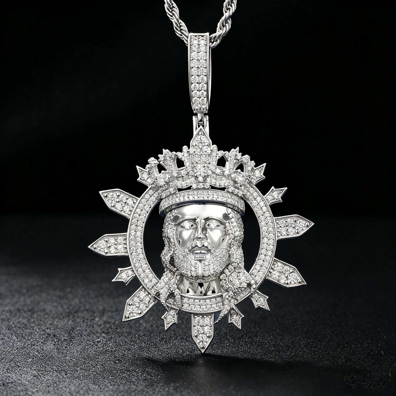 S925 Moissanite Radiance Jesus Pendant