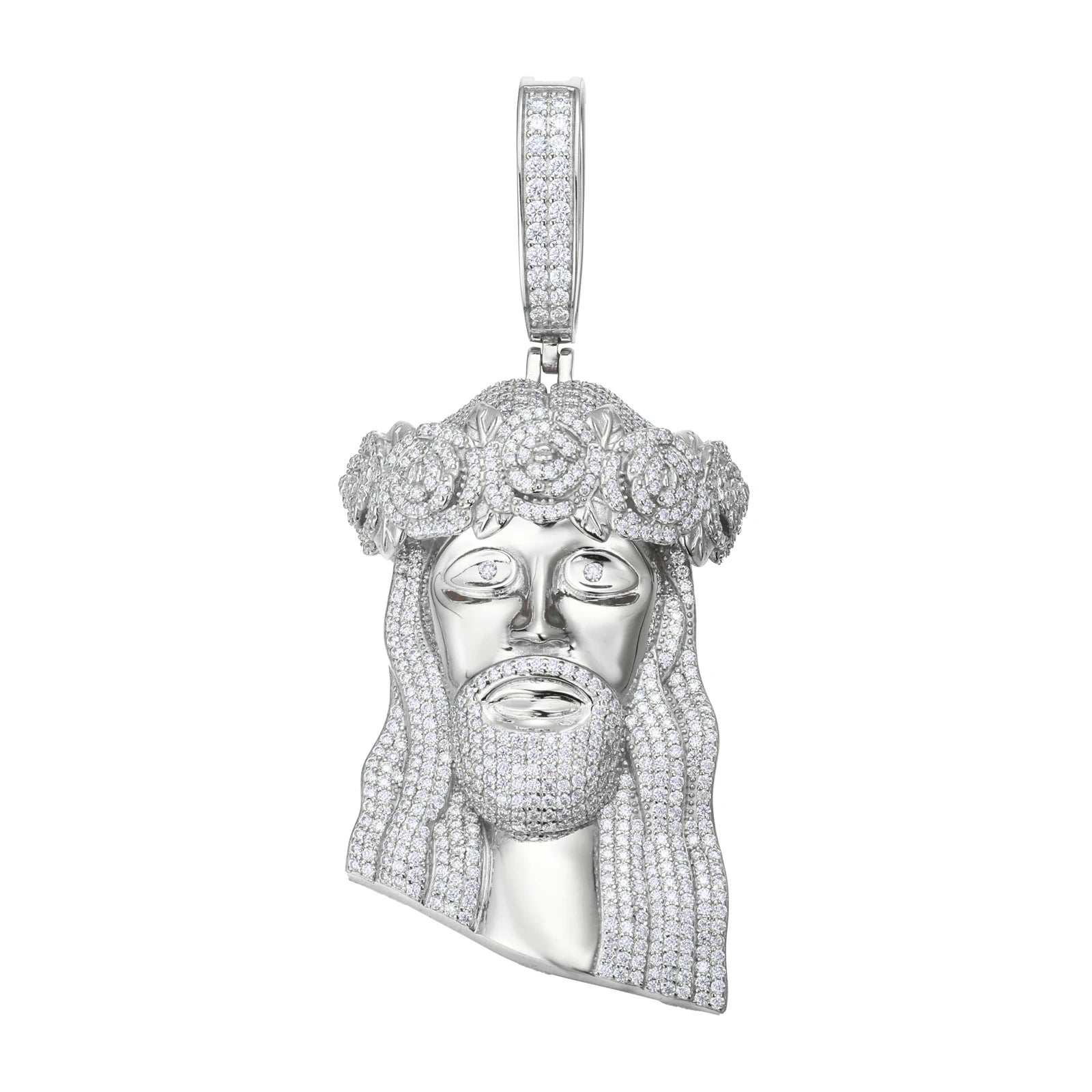 S925 Moissanite Rose Wreath Jesus Head Pendant
