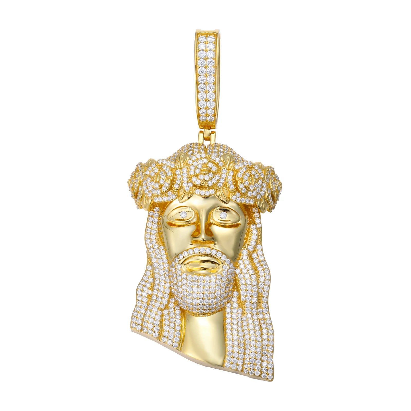 S925 Moissanite Rose Wreath Jesus Head Pendant