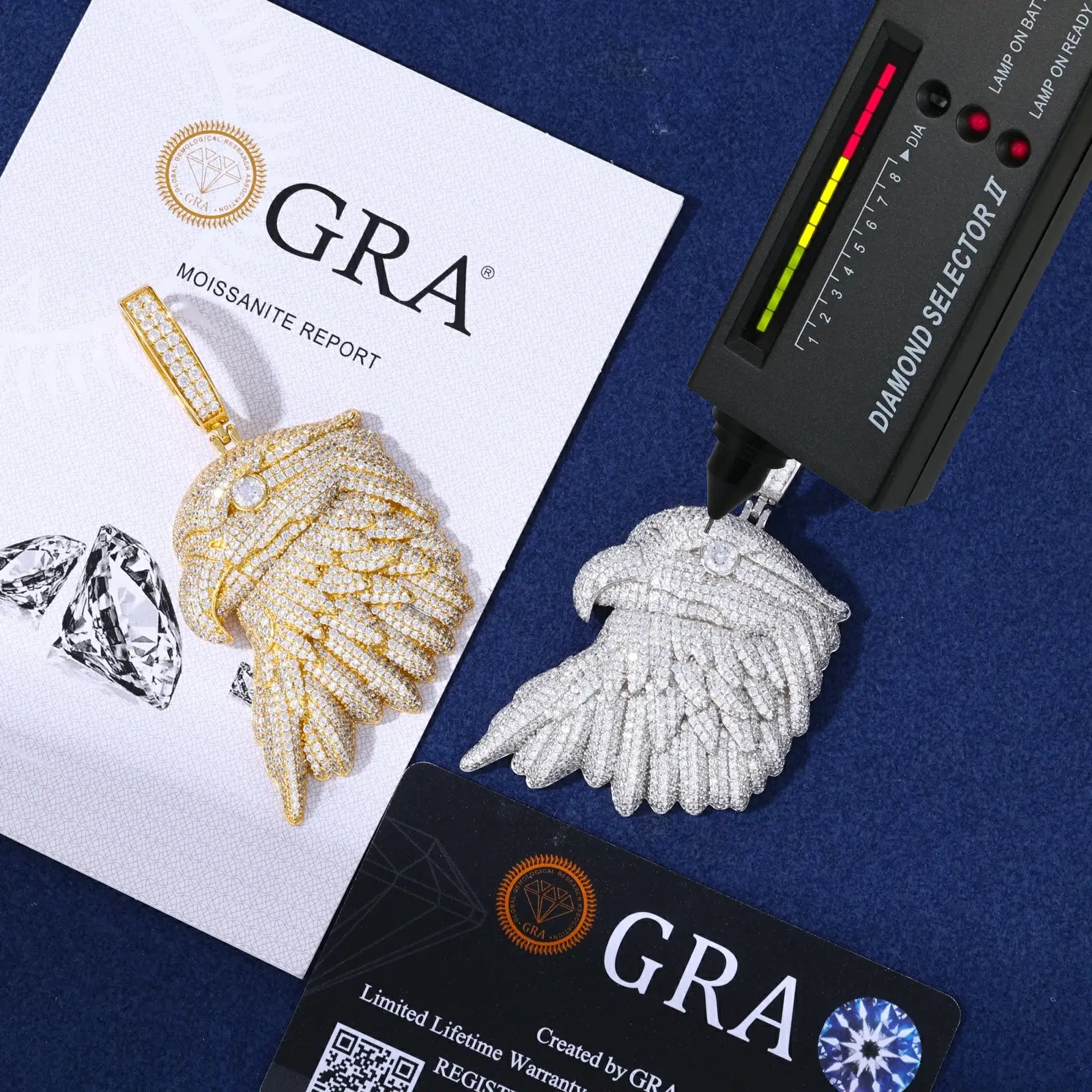 S925 Moissanite Bald Eagle Head Pendant