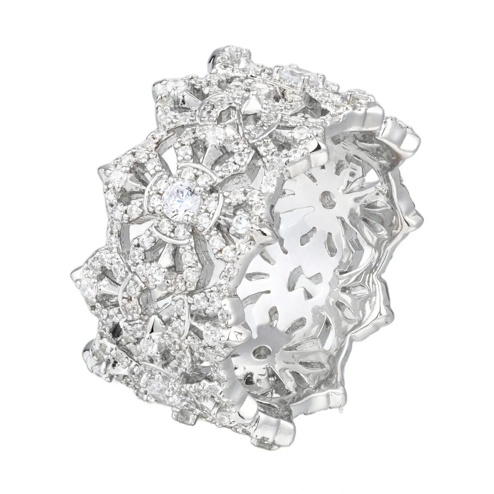 S925 Moissanite Chrome Heart Band Ring