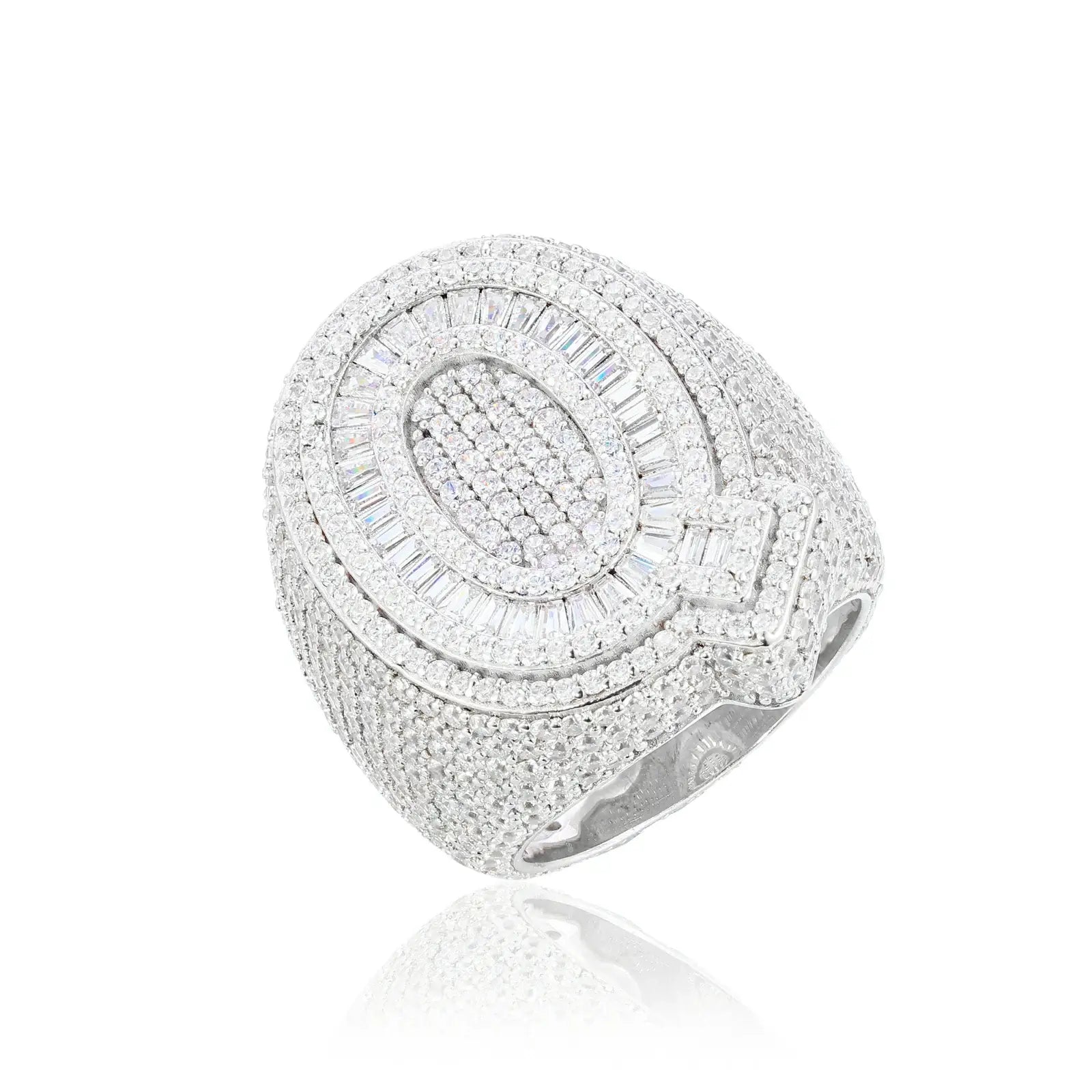 S925 Baguette Moissanite Initial Letter Ring