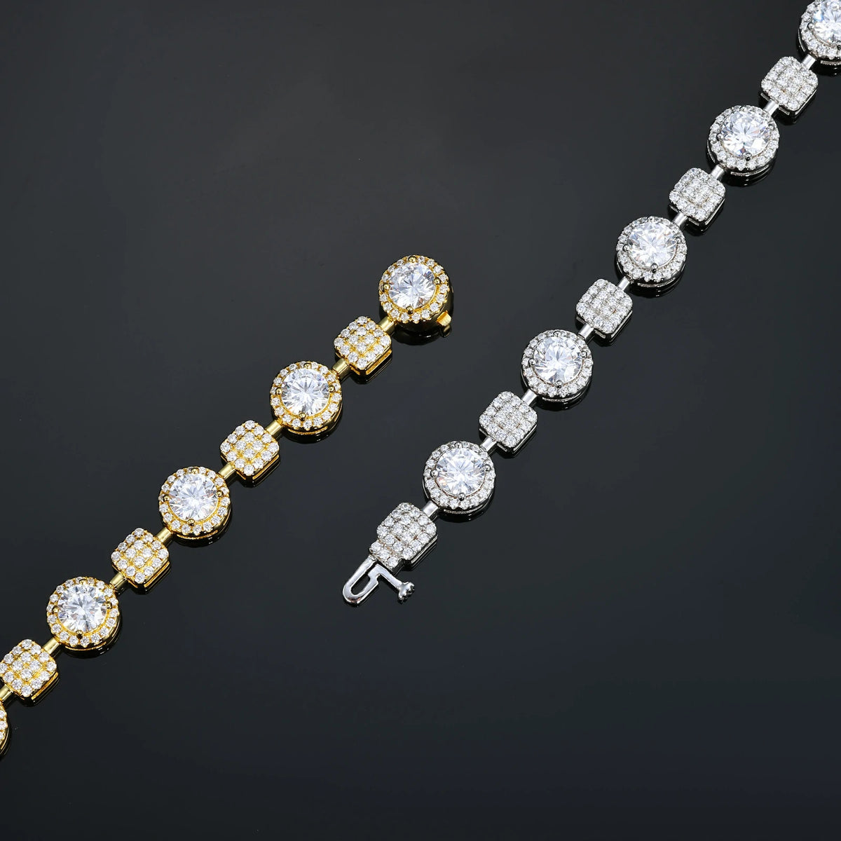 7.5mm S925 Moissanite Square Halo Tennis Bracelet