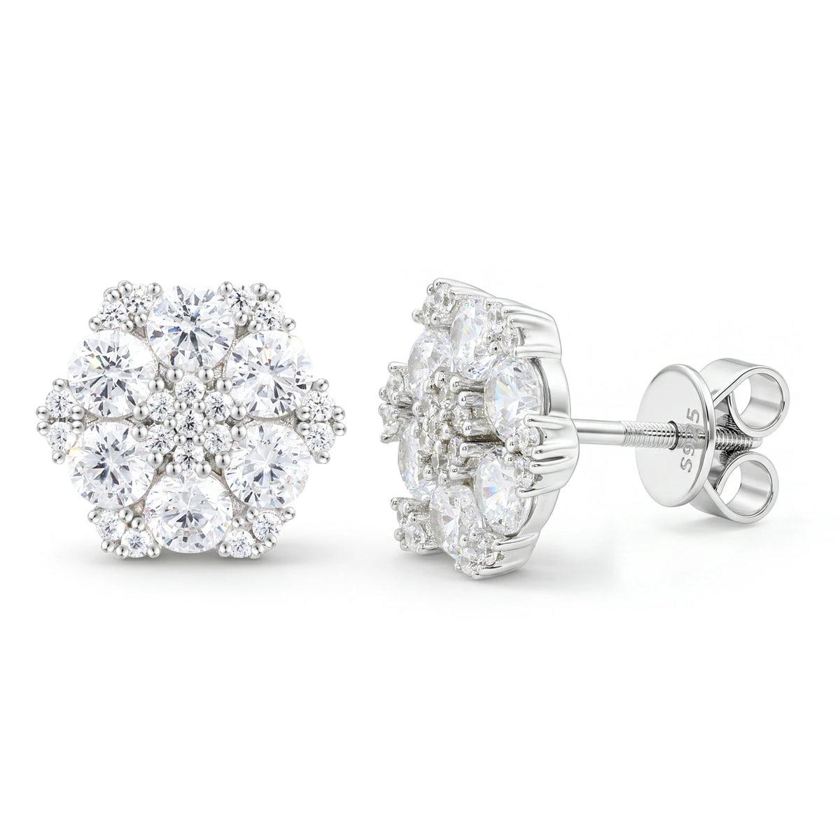 S925 Moissanite Vivid Flower Stamen Stud Earrings