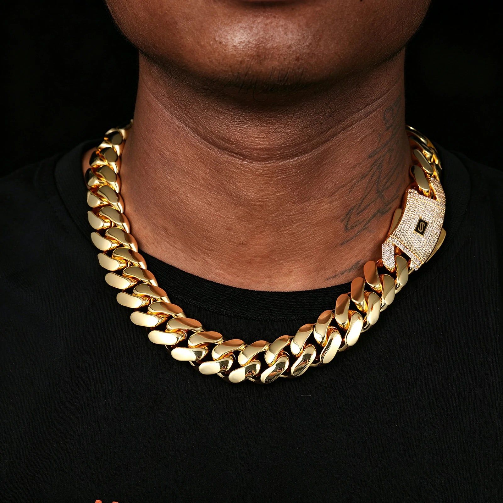 18K Gold Monaco Chain - CLASSIC Pavé Lock