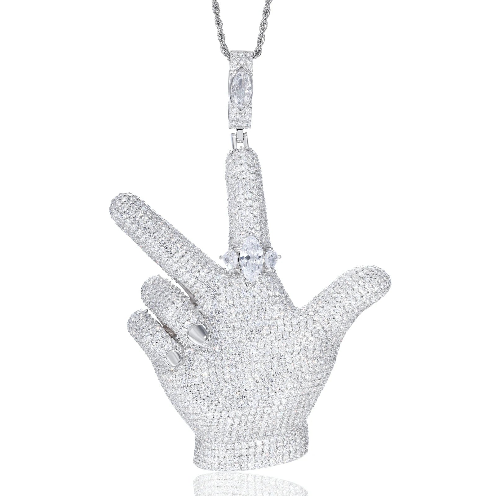 Moissanite YVL Hand Gesture Pendant