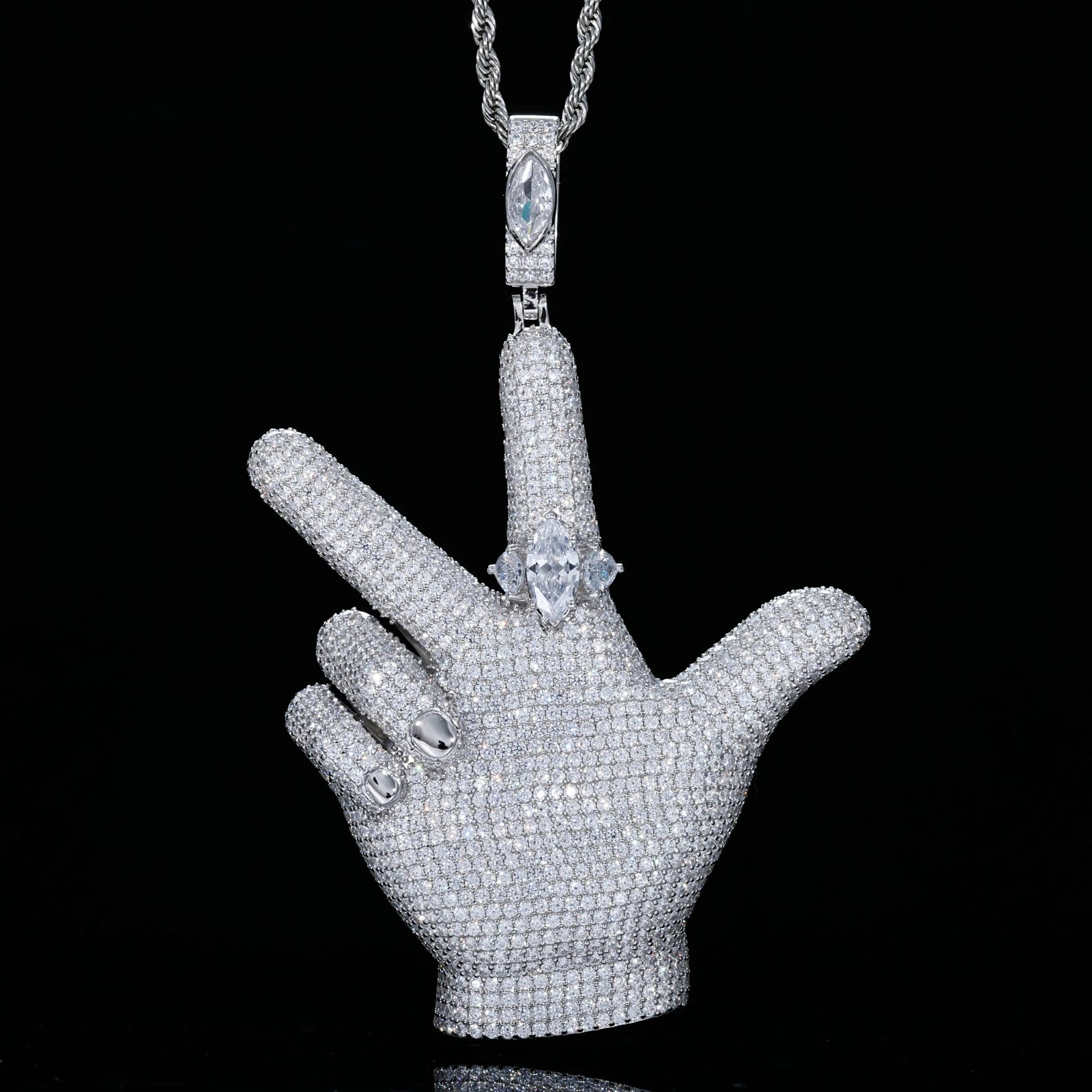Moissanite YVL Hand Gesture Pendant