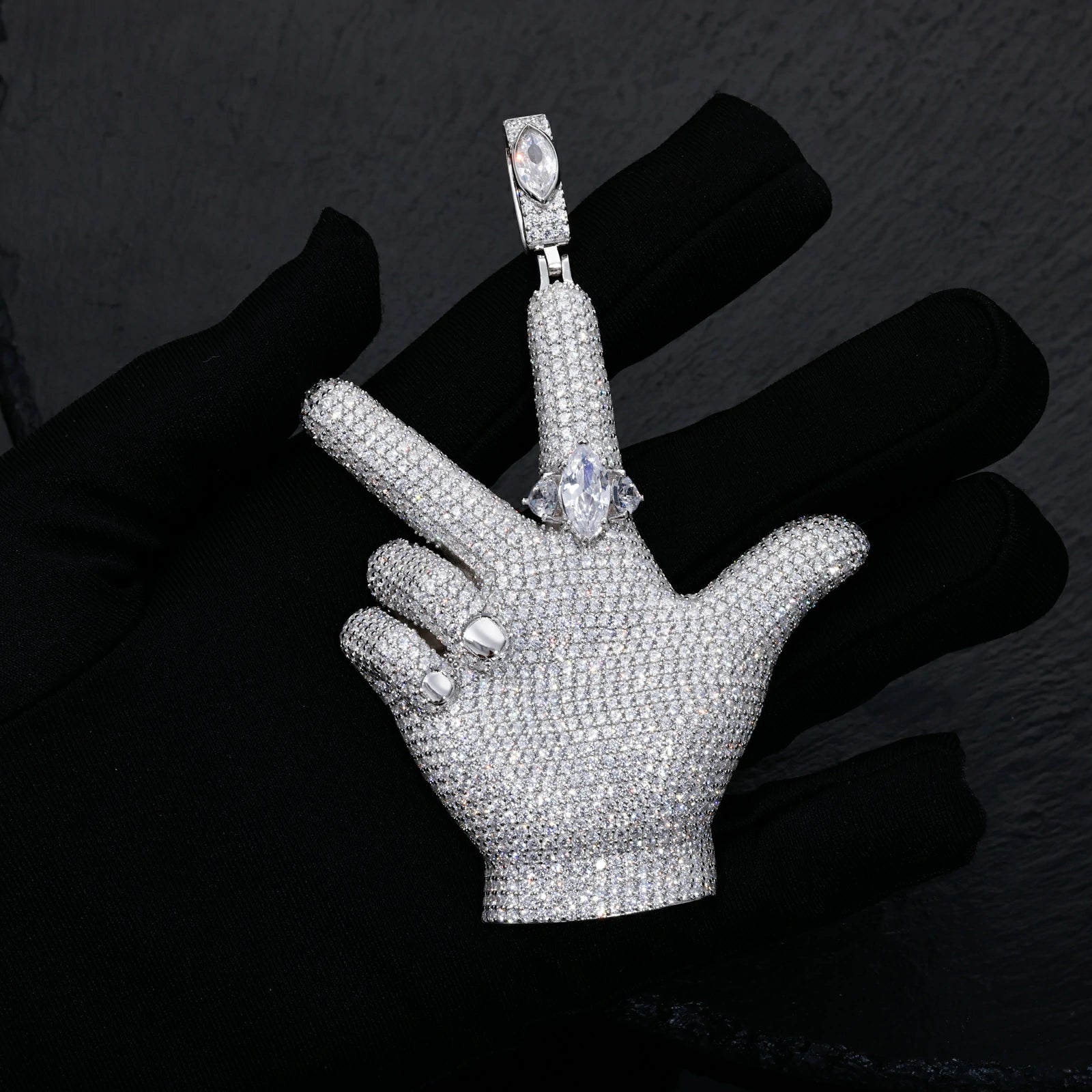 Moissanite YVL Hand Gesture Pendant