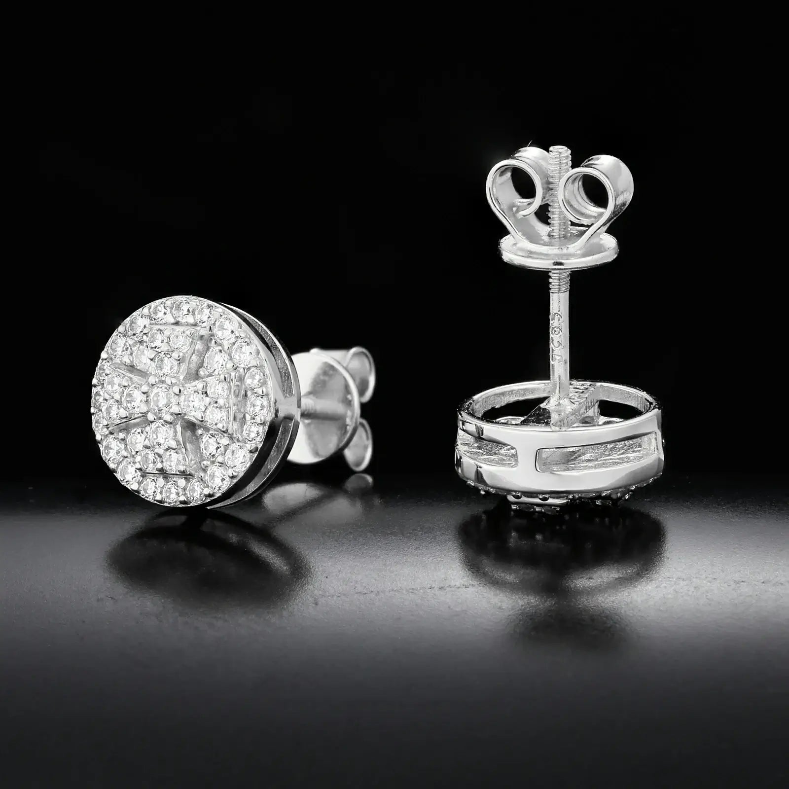 S925 Moissanite Maltese Cross Round  Stud Earrings