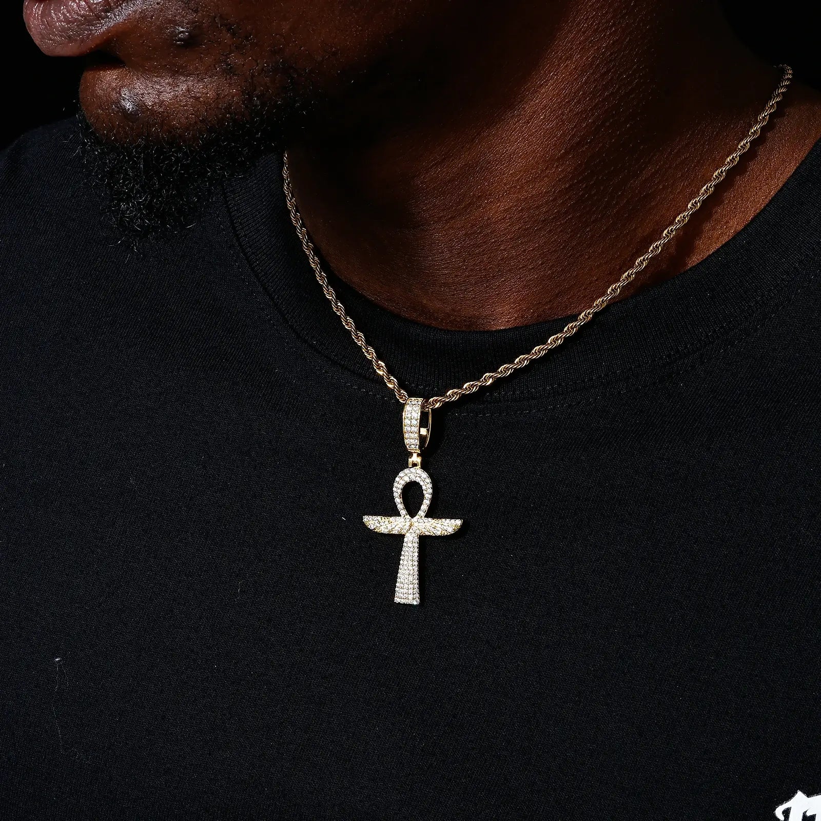 S925 Moissanite Wing Ankh Cross Pendant