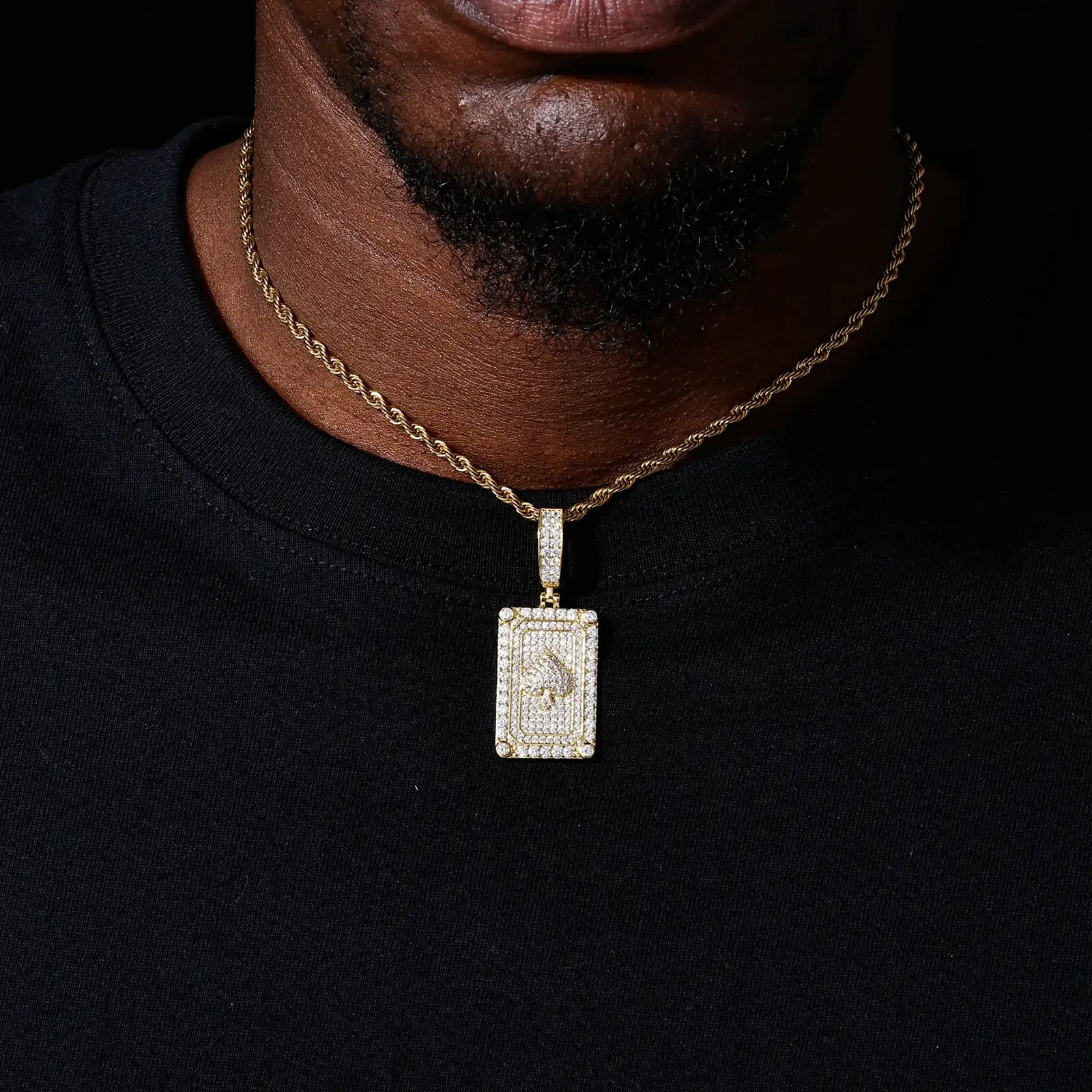 S925 Moisanite Spade Dog Tag Pendant