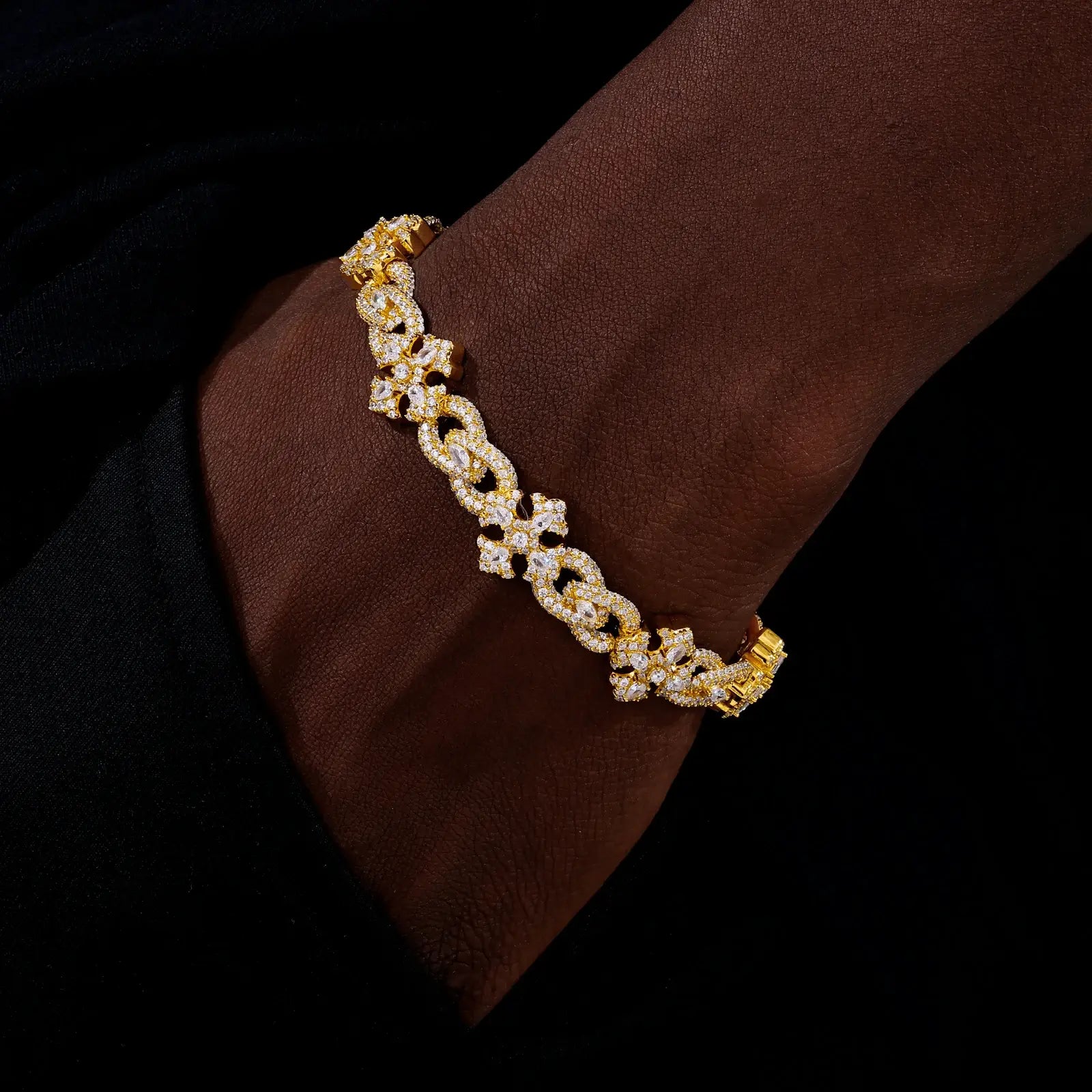 14mm S925 Moissanite Chrome Heart Cross Infinity Link Bracelet