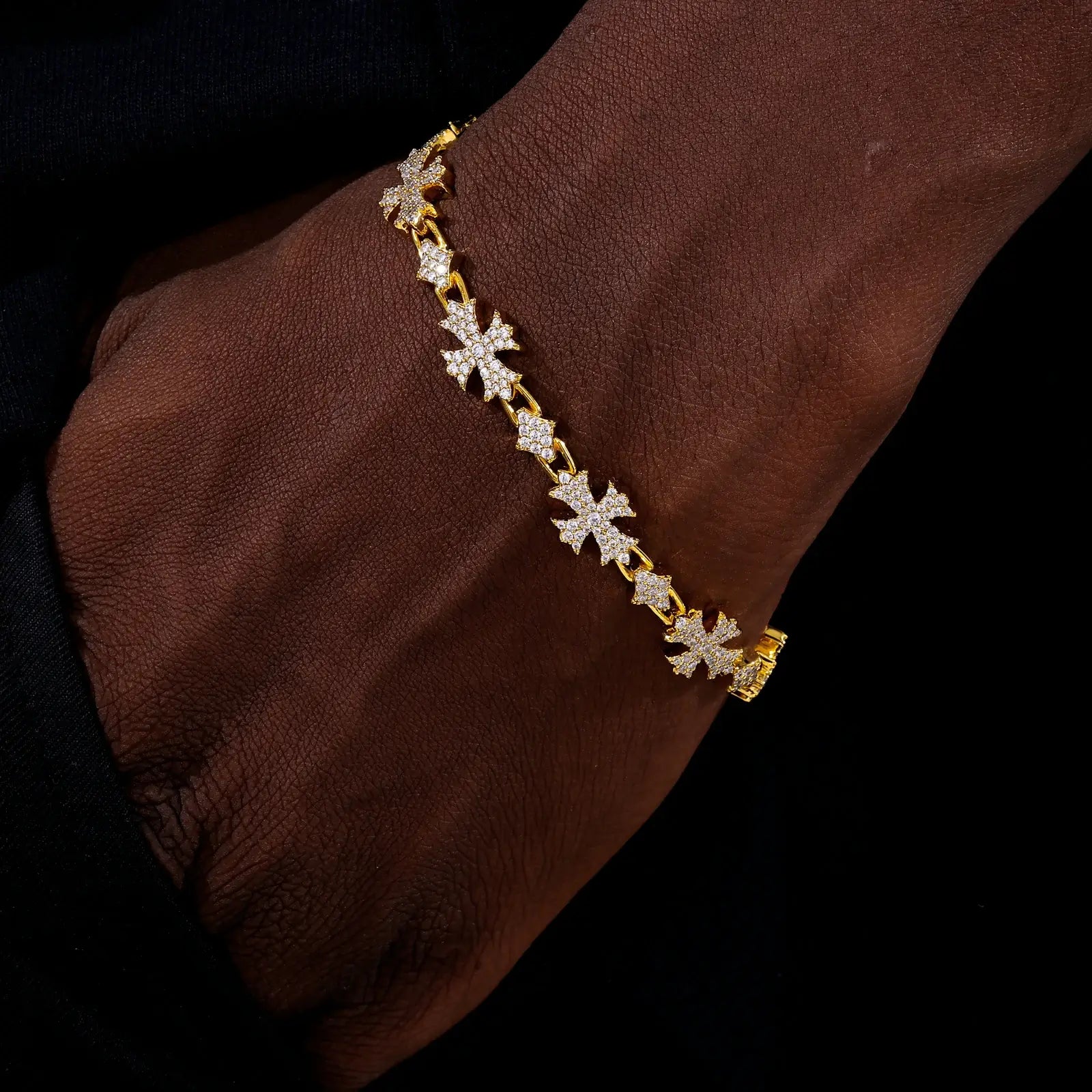 10mm S925 Moissanite Chrome Heart Cross Star Link Bracelet