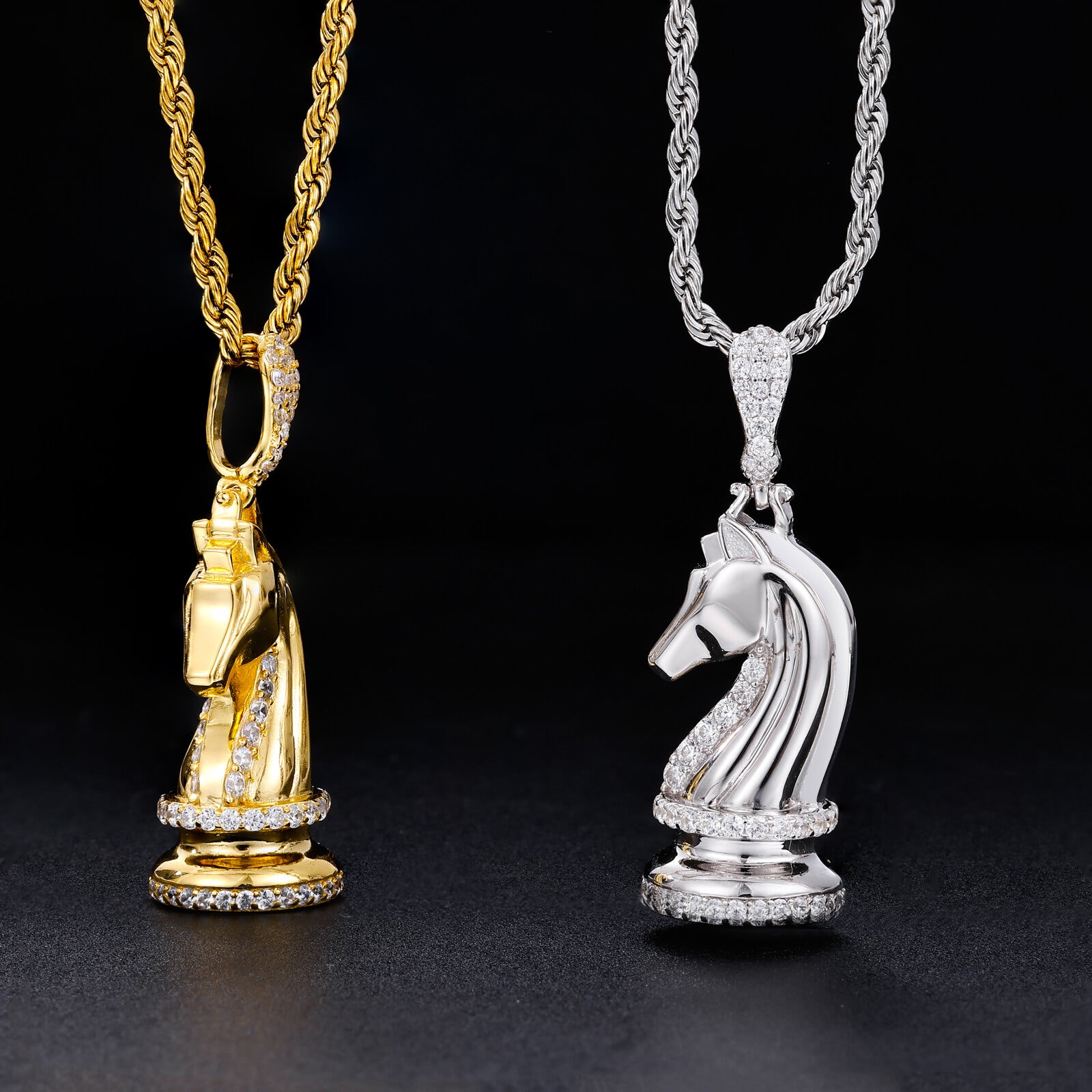 S925 Moissanite Knight Horse Pendant