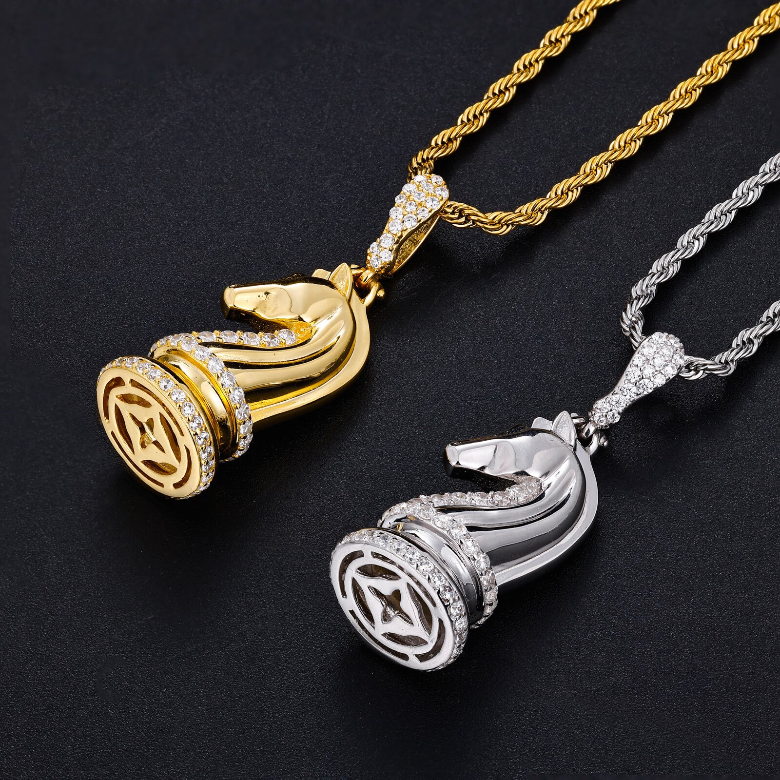 S925 Moissanite Knight Horse Pendant