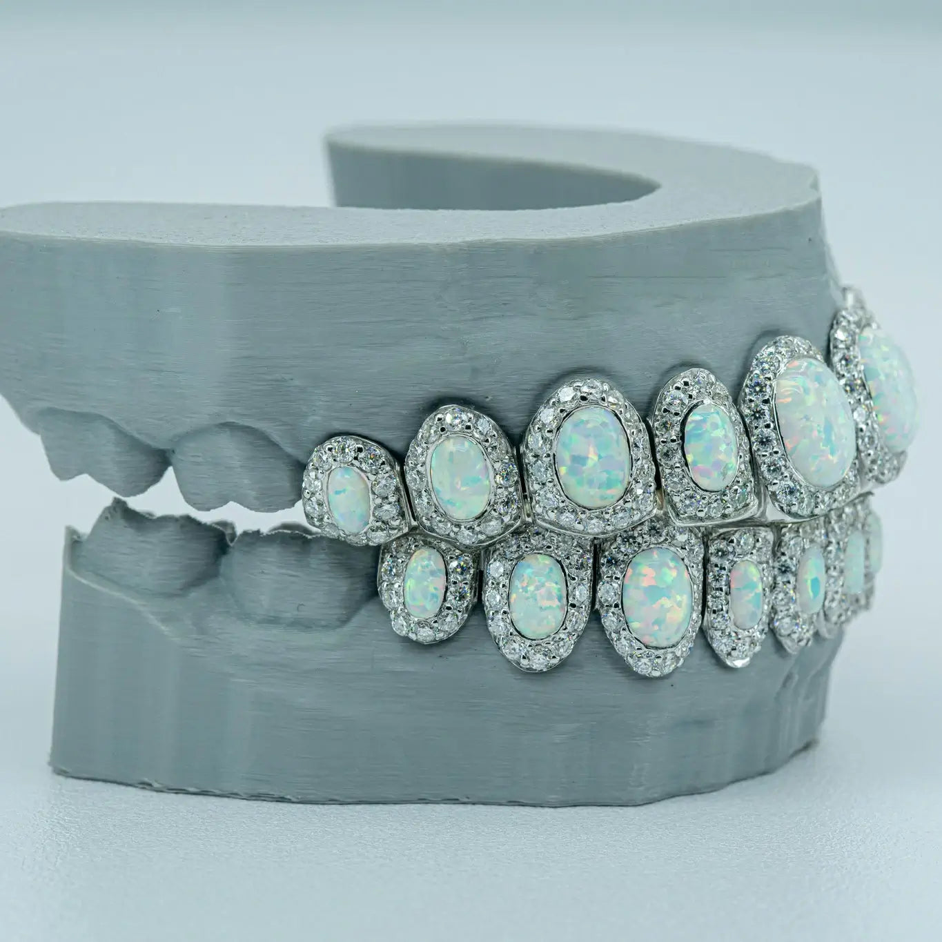 S925 Opal With VVS Moissanite Diamond Grillz