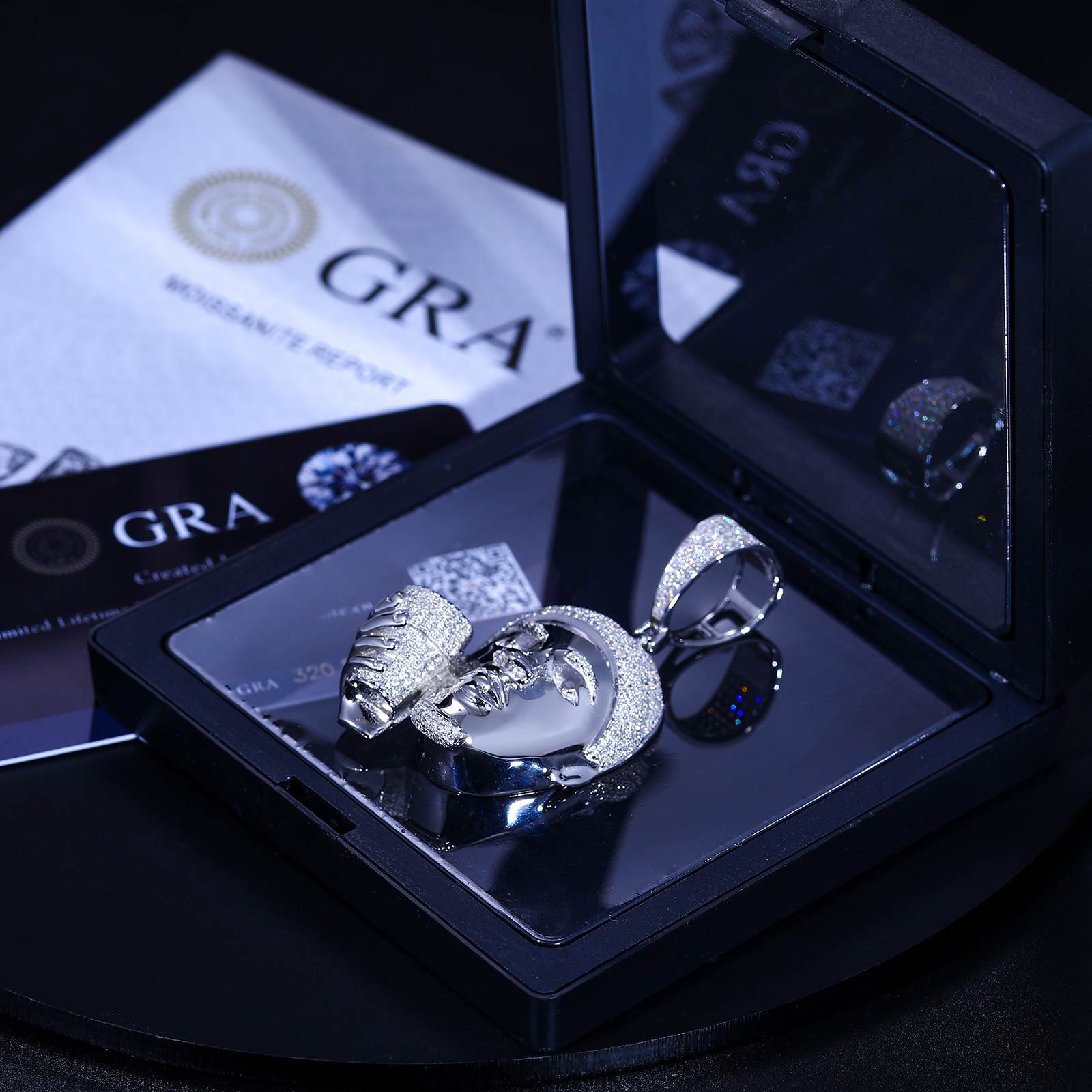 Diamond tester verification for VVS moissanite cup pendant with GRA certificate - Authentic lab-grown brilliance guaranteed