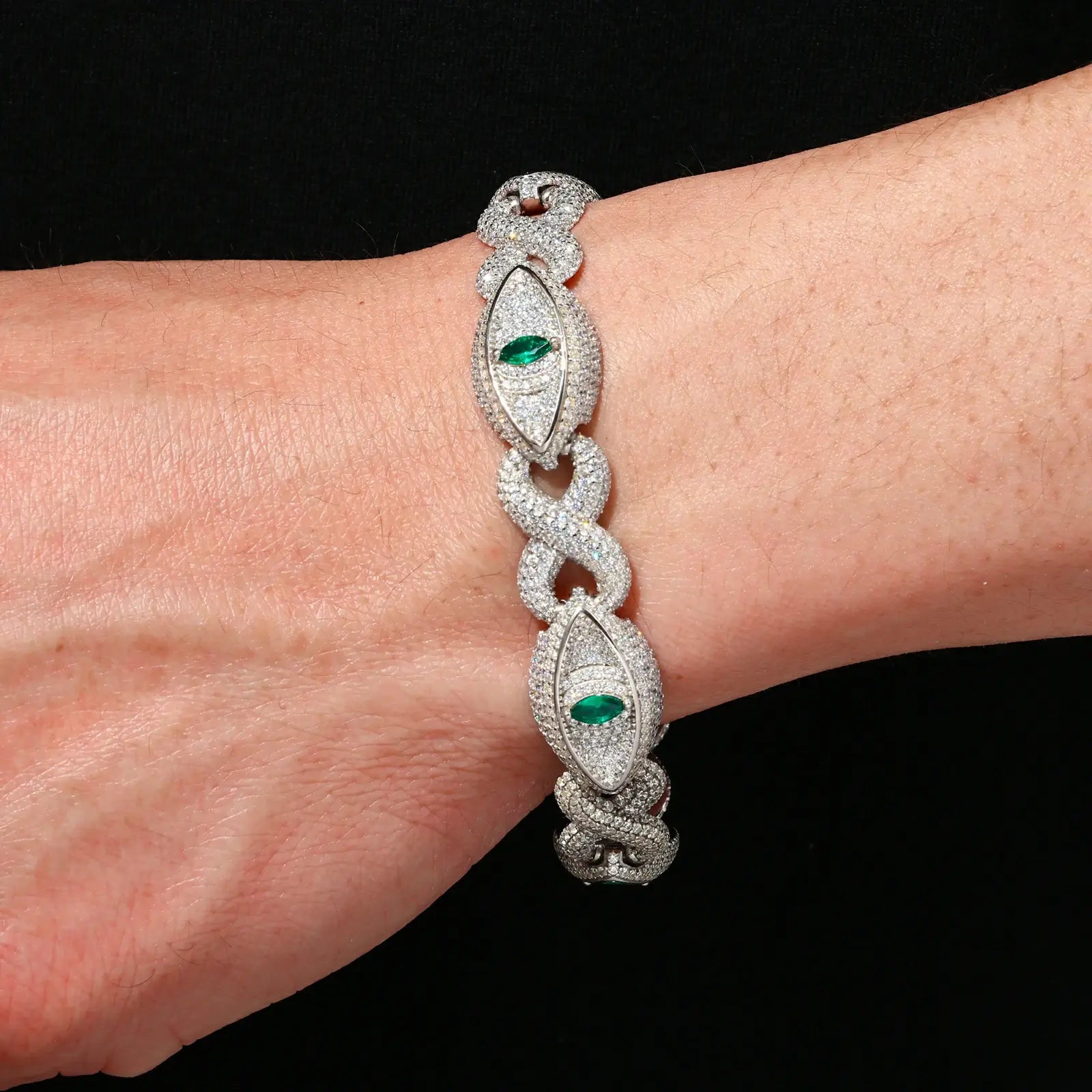 14mm S925 Moissanite Infinity Evil Eye Link Bracelet