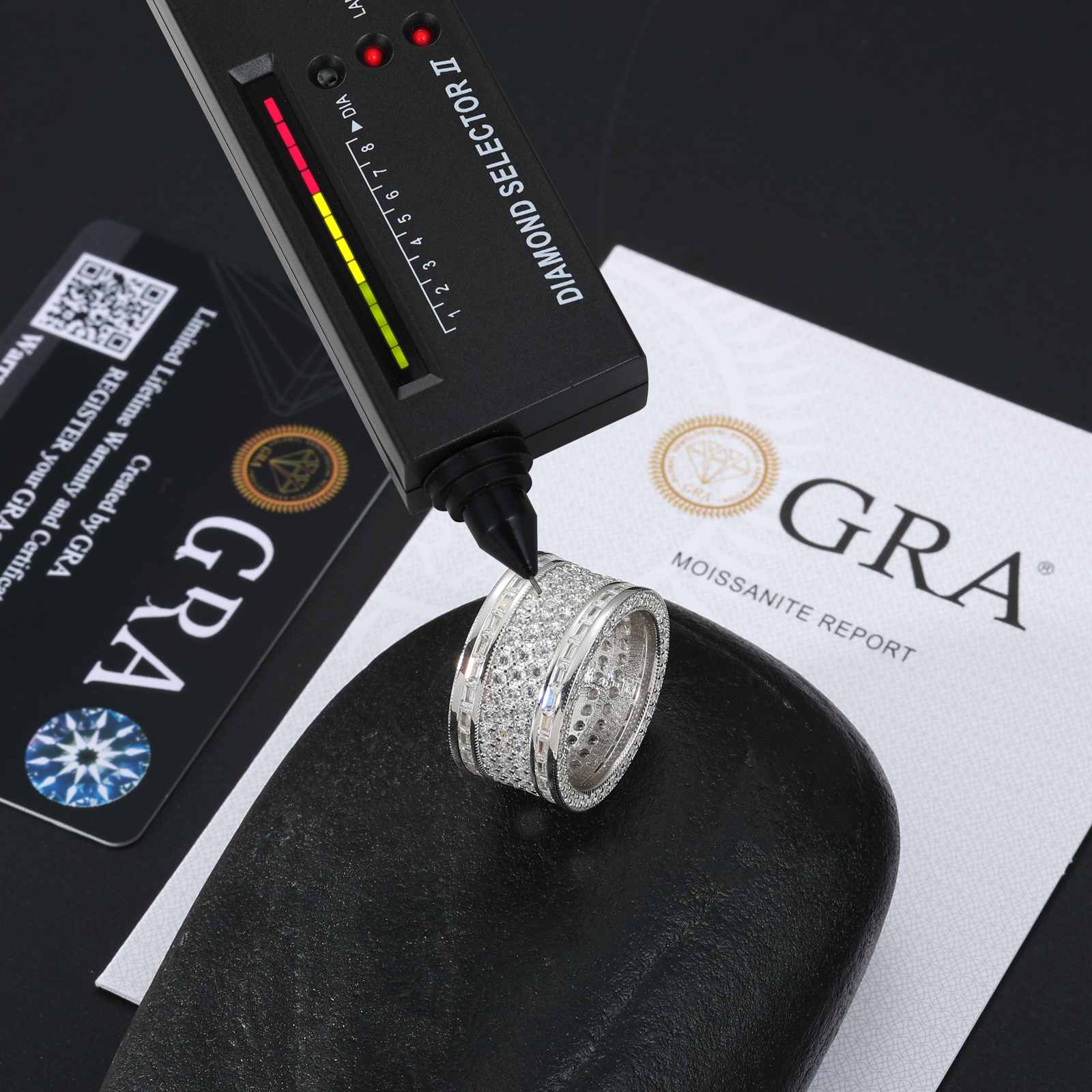 S925 Moissanite Pave Wide Band Ring