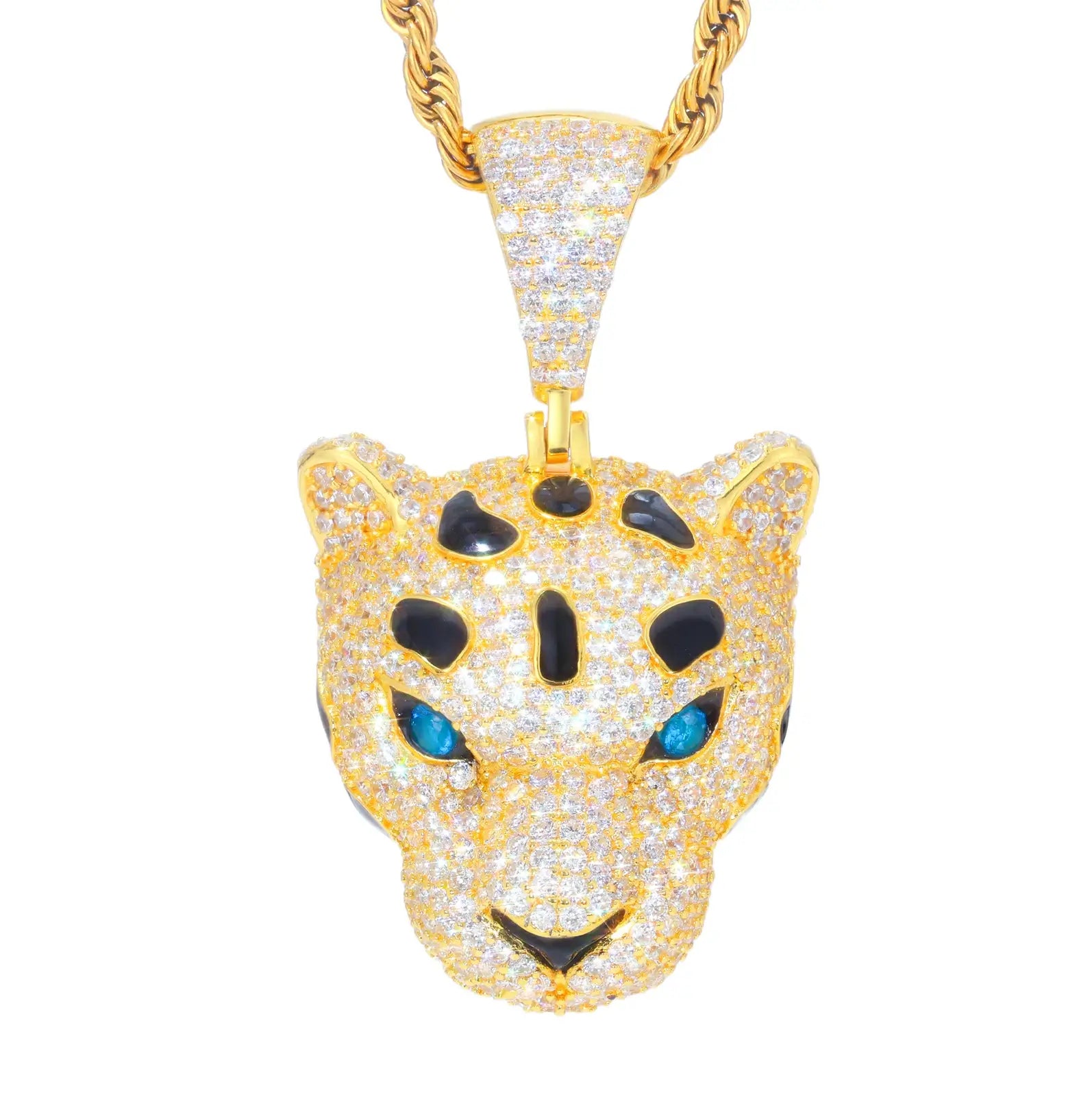 S925 Moissanite Leopard Head Pendant