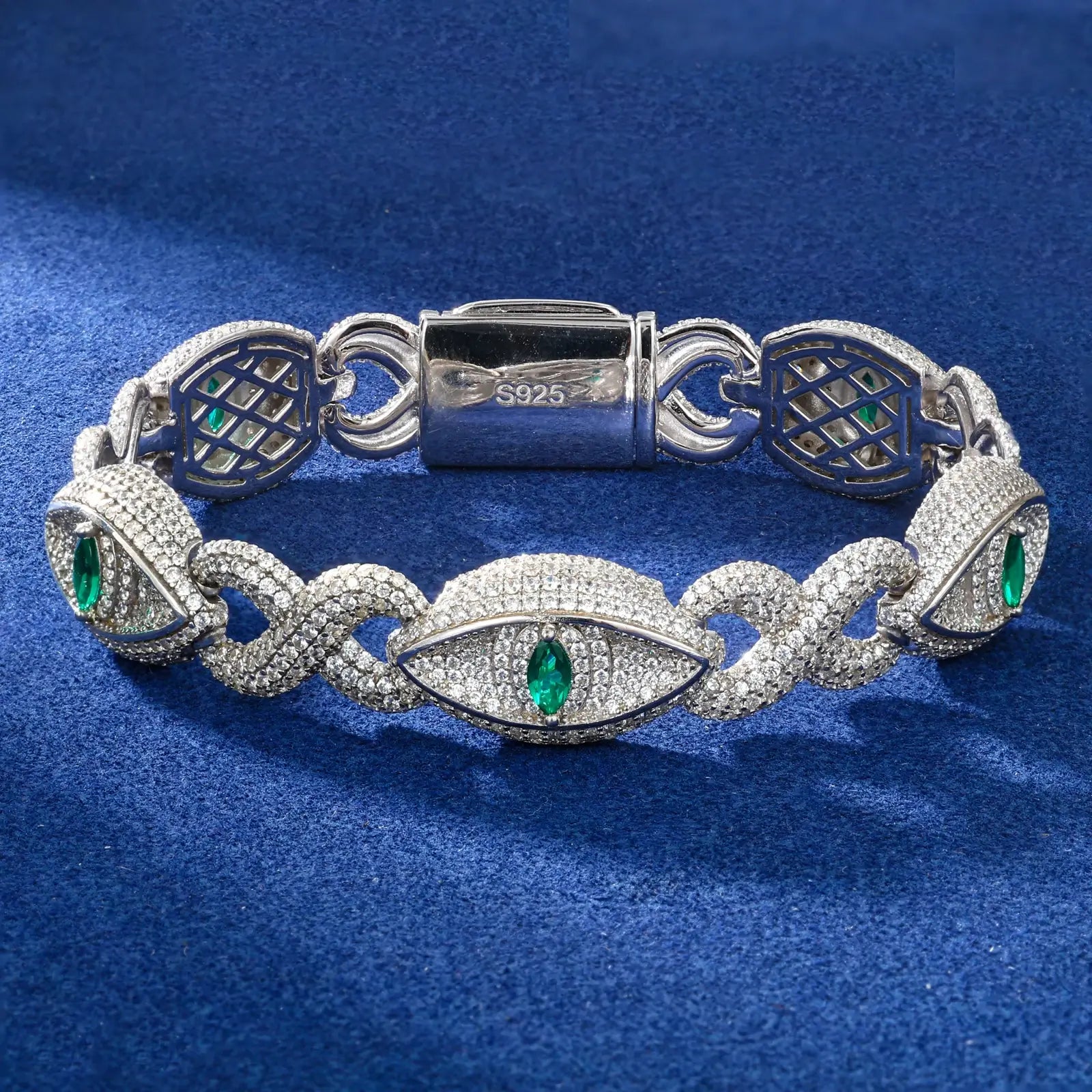 14mm S925 Moissanite Infinity Evil Eye Link Bracelet