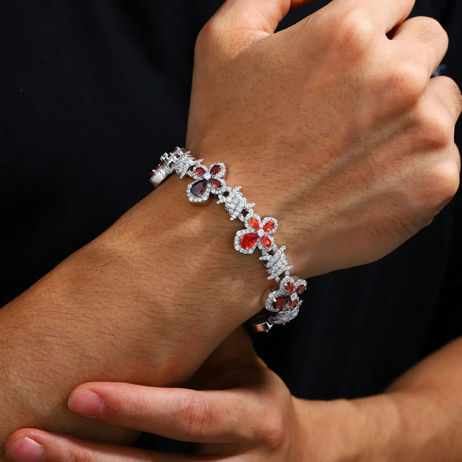 12mm S925 Moissanite Thorn Colored Cross Link Bracelet