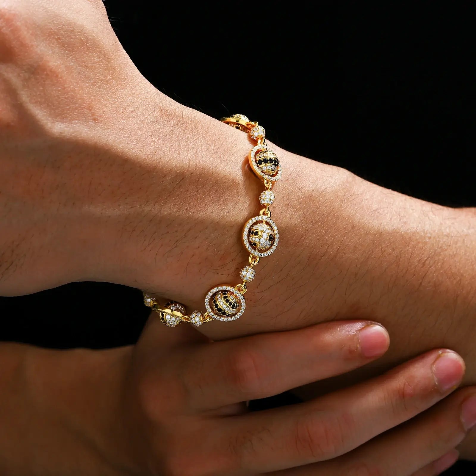 12mm S925 Moissanite Rotating Planet Link Bracelet