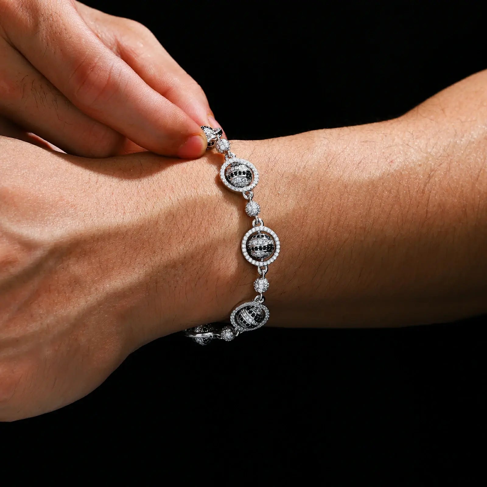 12mm S925 Moissanite Rotating Planet Link Bracelet