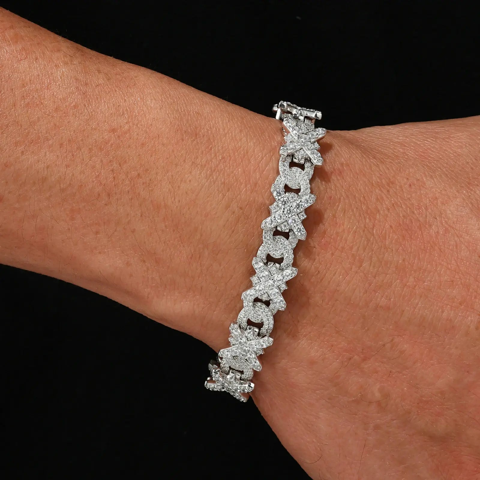 11mm S925 Moissanite Infinity Cross Link Bracelet