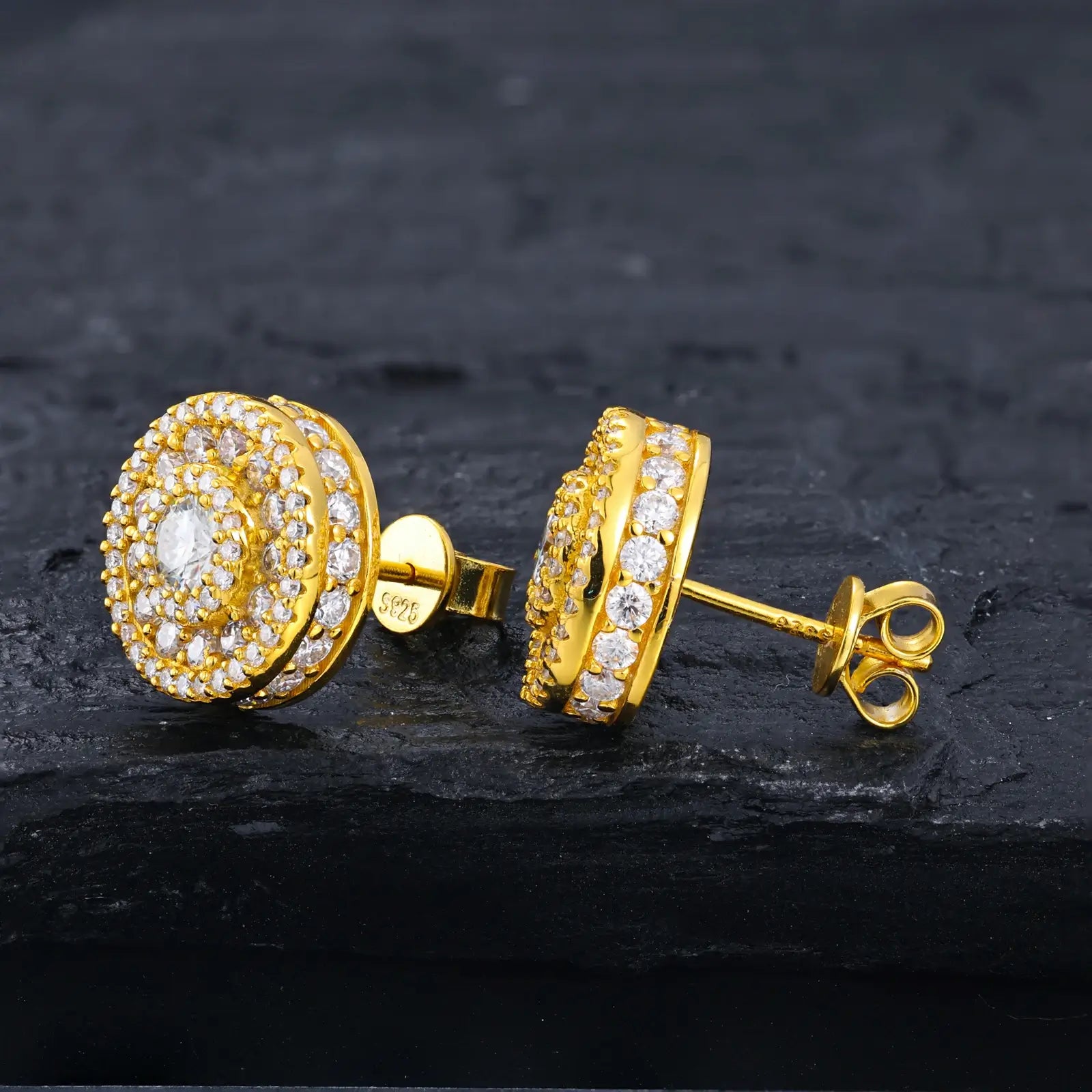 S925 Moissanite Cluster 4 Layers Halo Stud Earrings