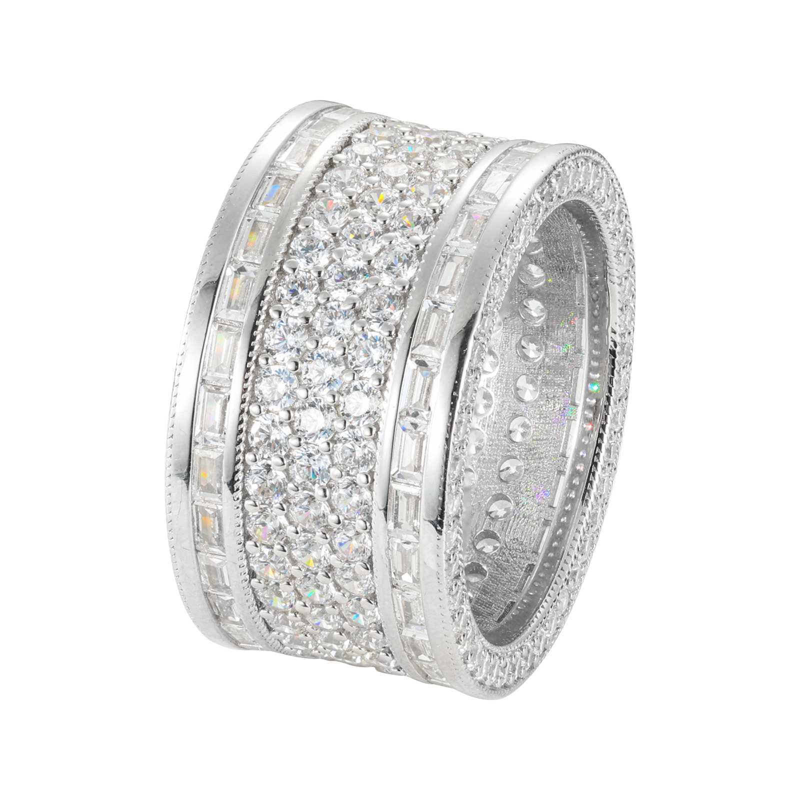 S925 Moissanite Pave Wide Band Ring