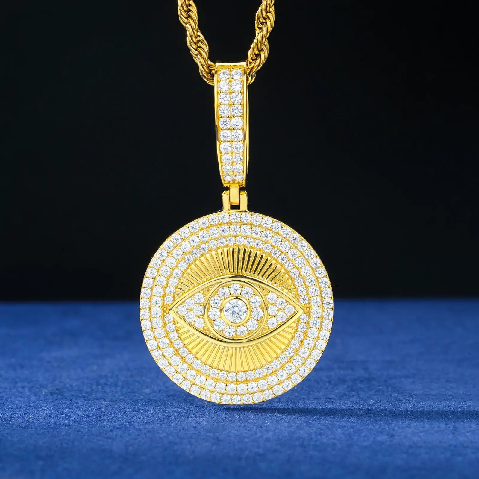 S925 Moissanite Evil Eye Sun Dog Tag Pendant