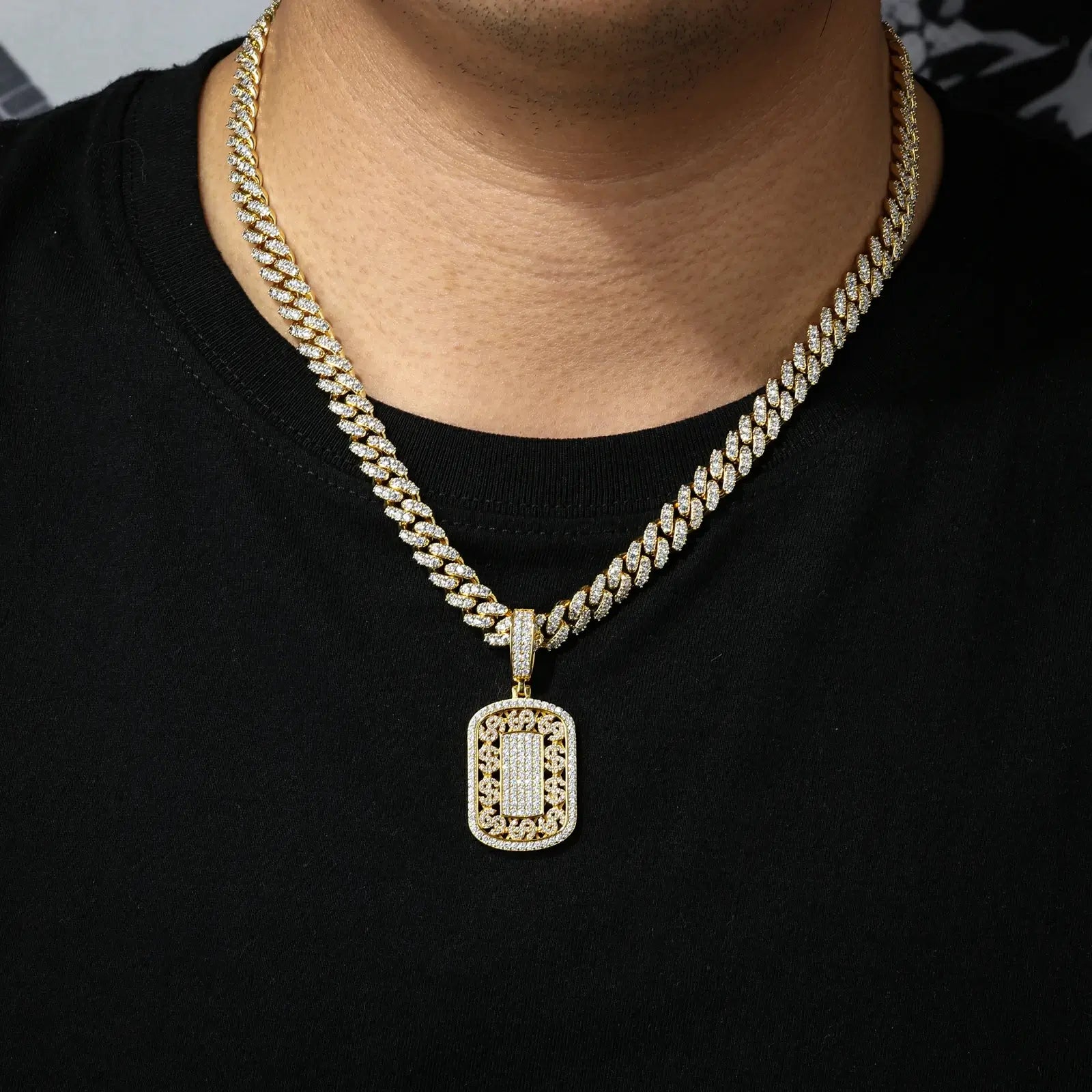 S925 Moissanite US Dollar Dog Tag Pendant