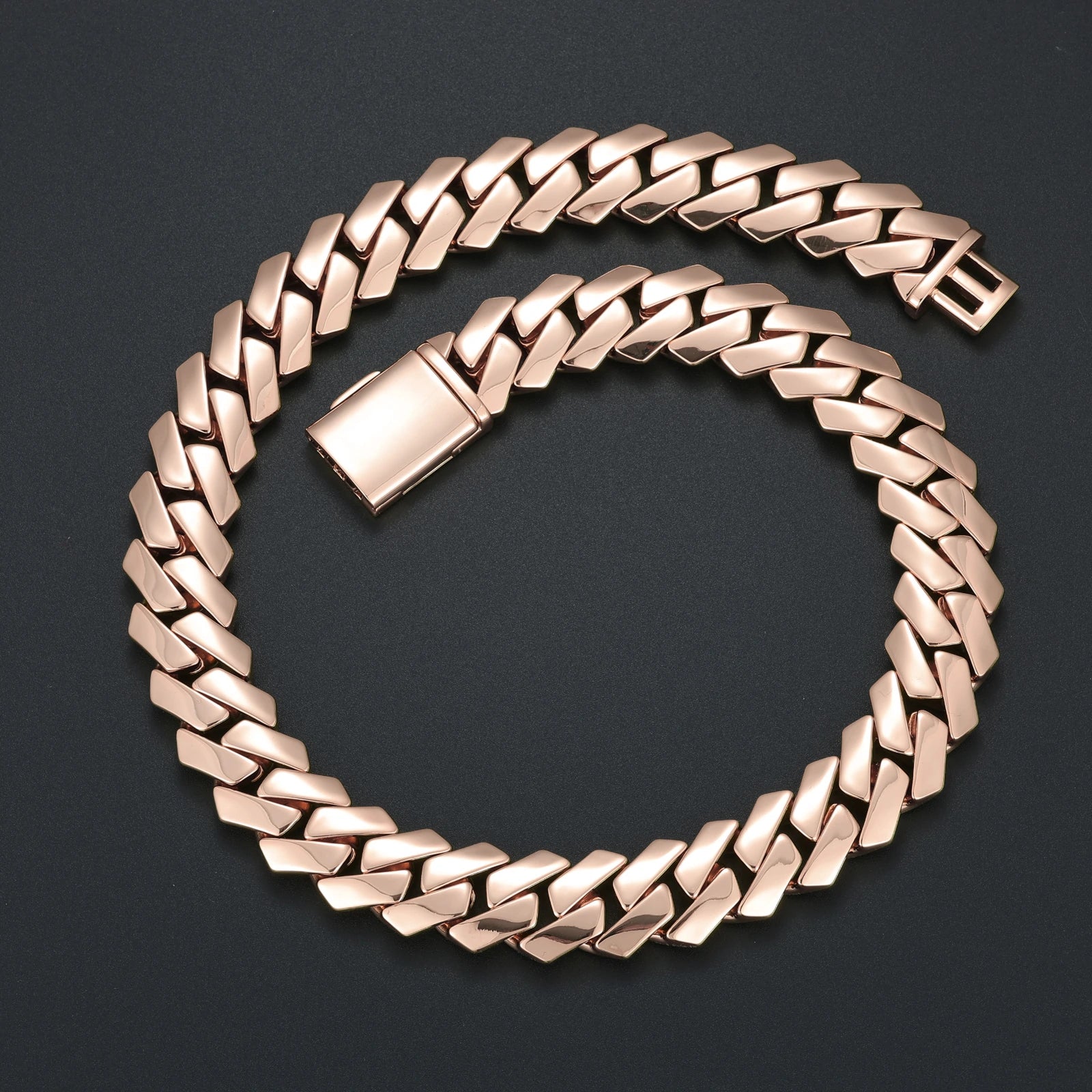 22mm Rose Gold Heavy Rhombus Miami Cuban Link Chain