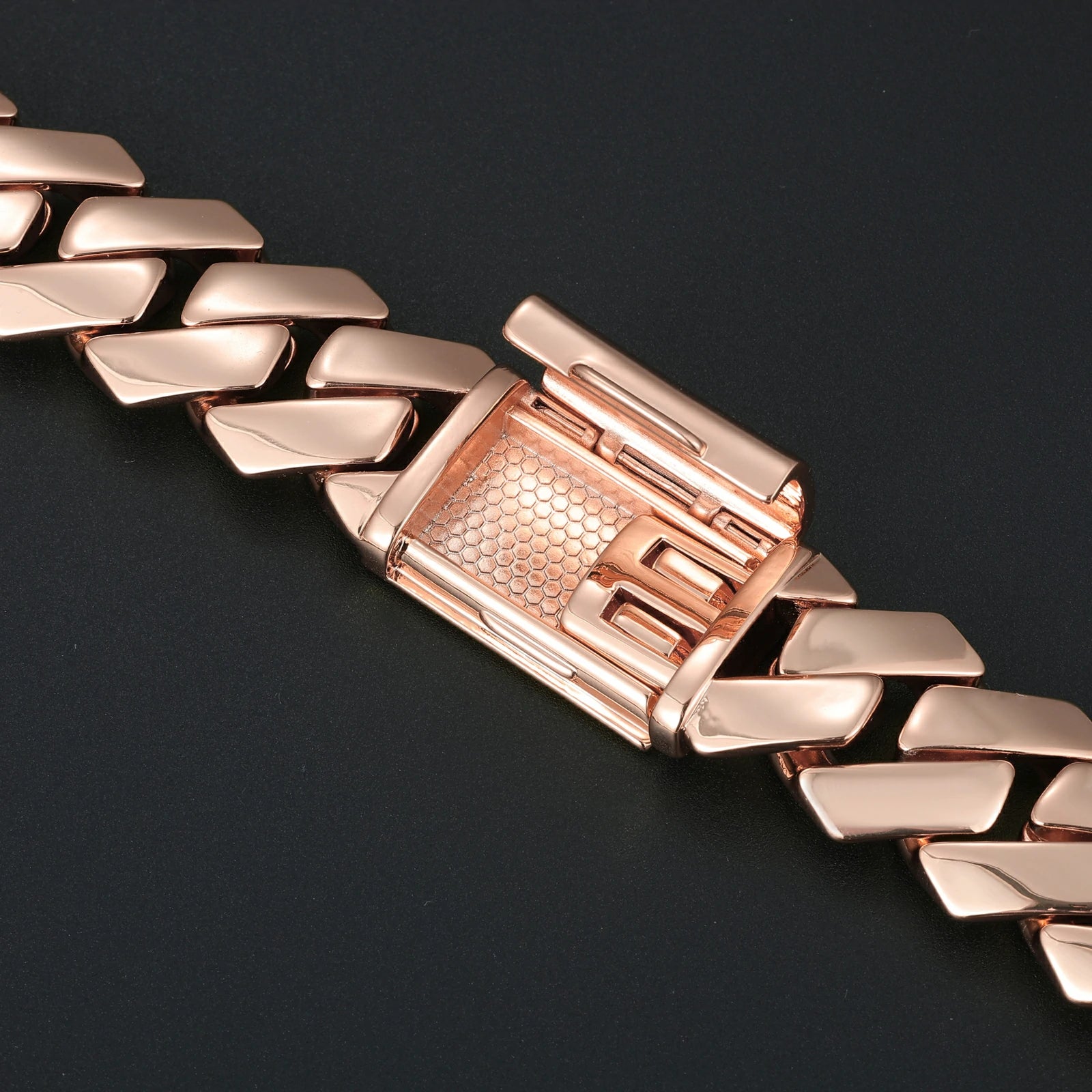 22mm Rose Gold Heavy Rhombus Miami Cuban Link Chain