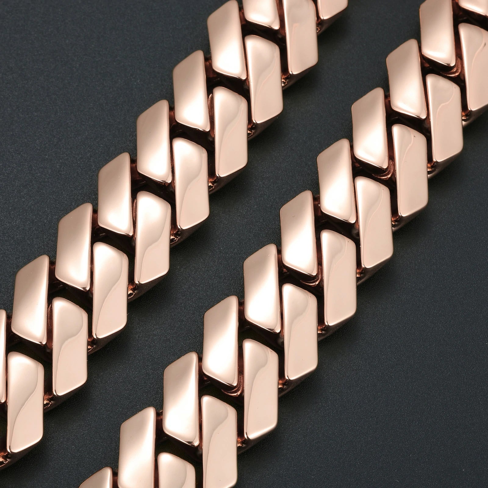 22mm Rose Gold Heavy Rhombus Miami Cuban Link Chain