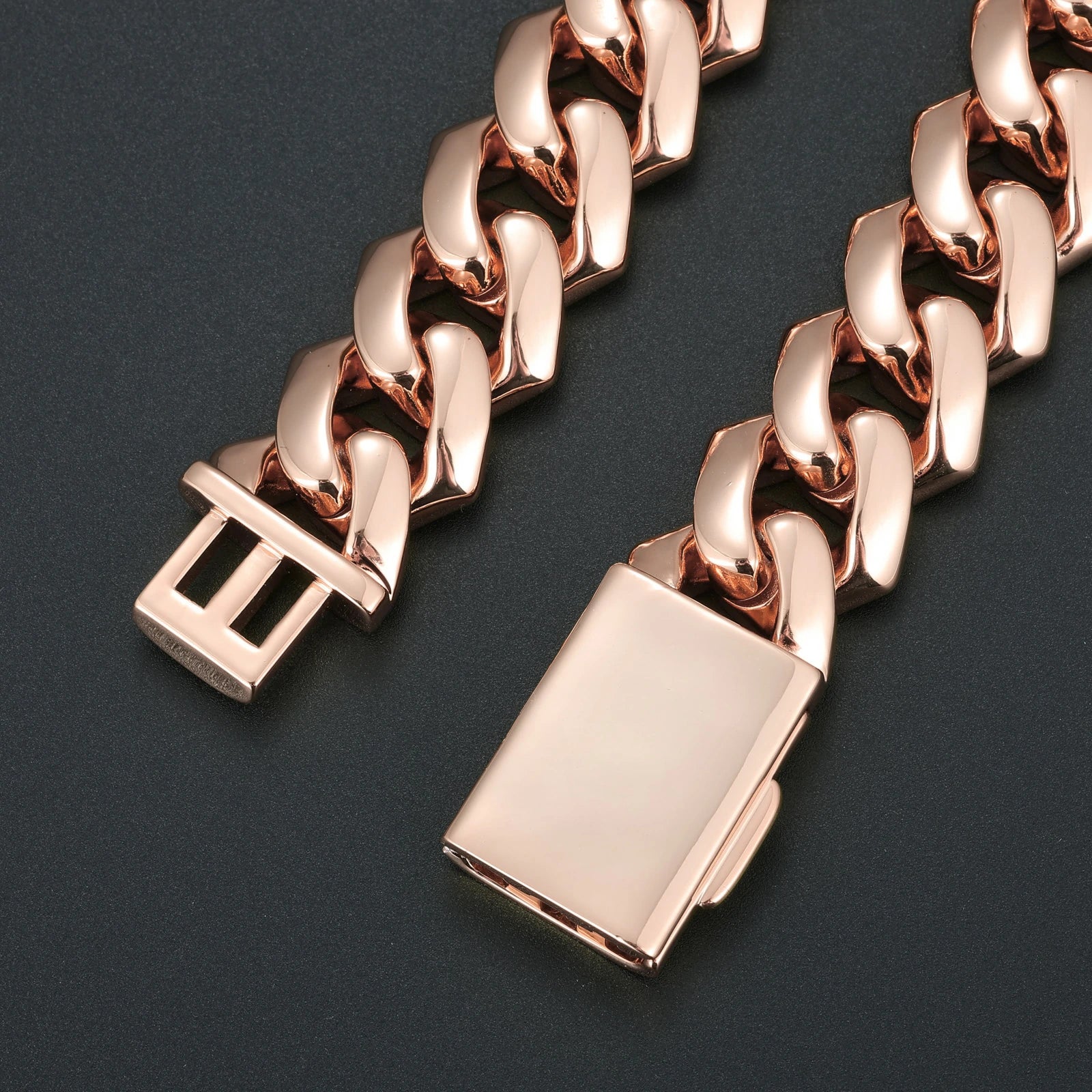 22mm Rose Gold Heavy Rhombus Miami Cuban Link Chain