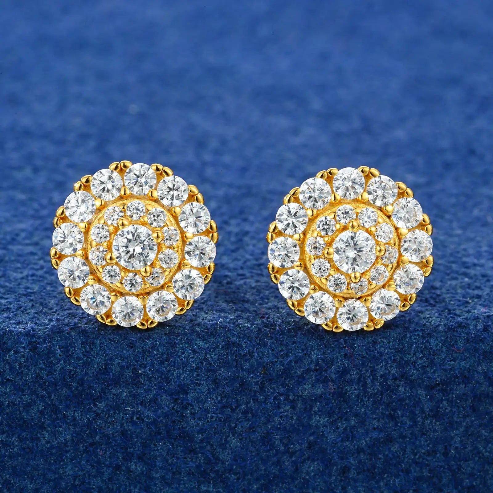S925 Moissanite 3 Layers Halo Stud Earrings