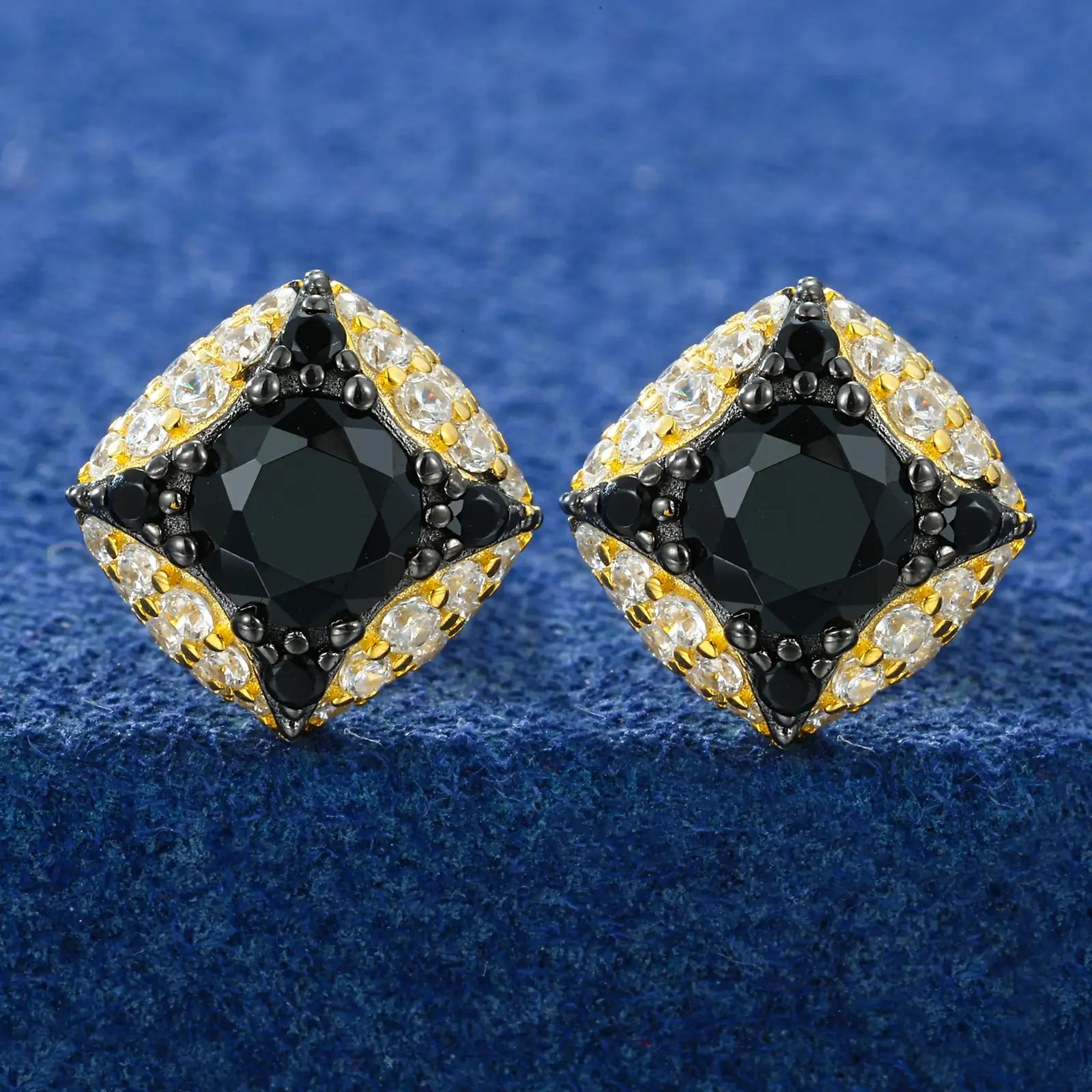 S925 Moissanite Black Four-pointed Star Stud Earrings