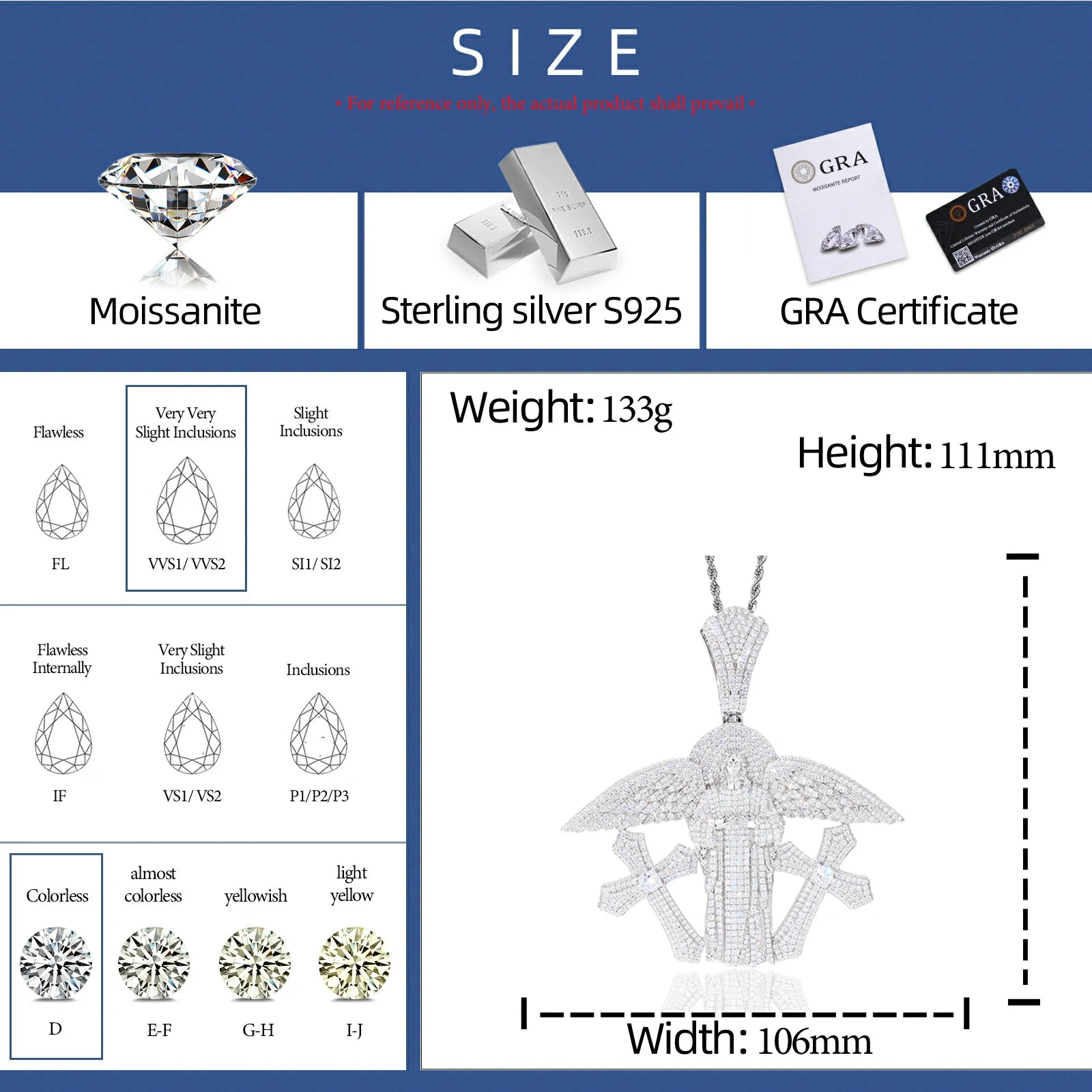Oversized Buss Down Jesus Pendant | Angel Wings Double Cross